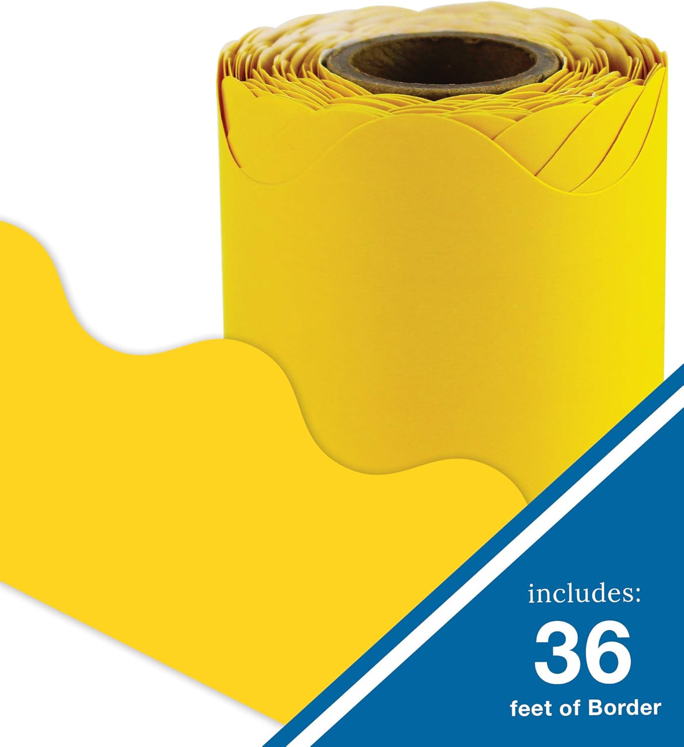 Carson Dellosa – Bordes de tablón de anuncios amarillo festoneado de 36 pies, bordes de aula para tablón de anuncios, pizarra blanca, tablero de