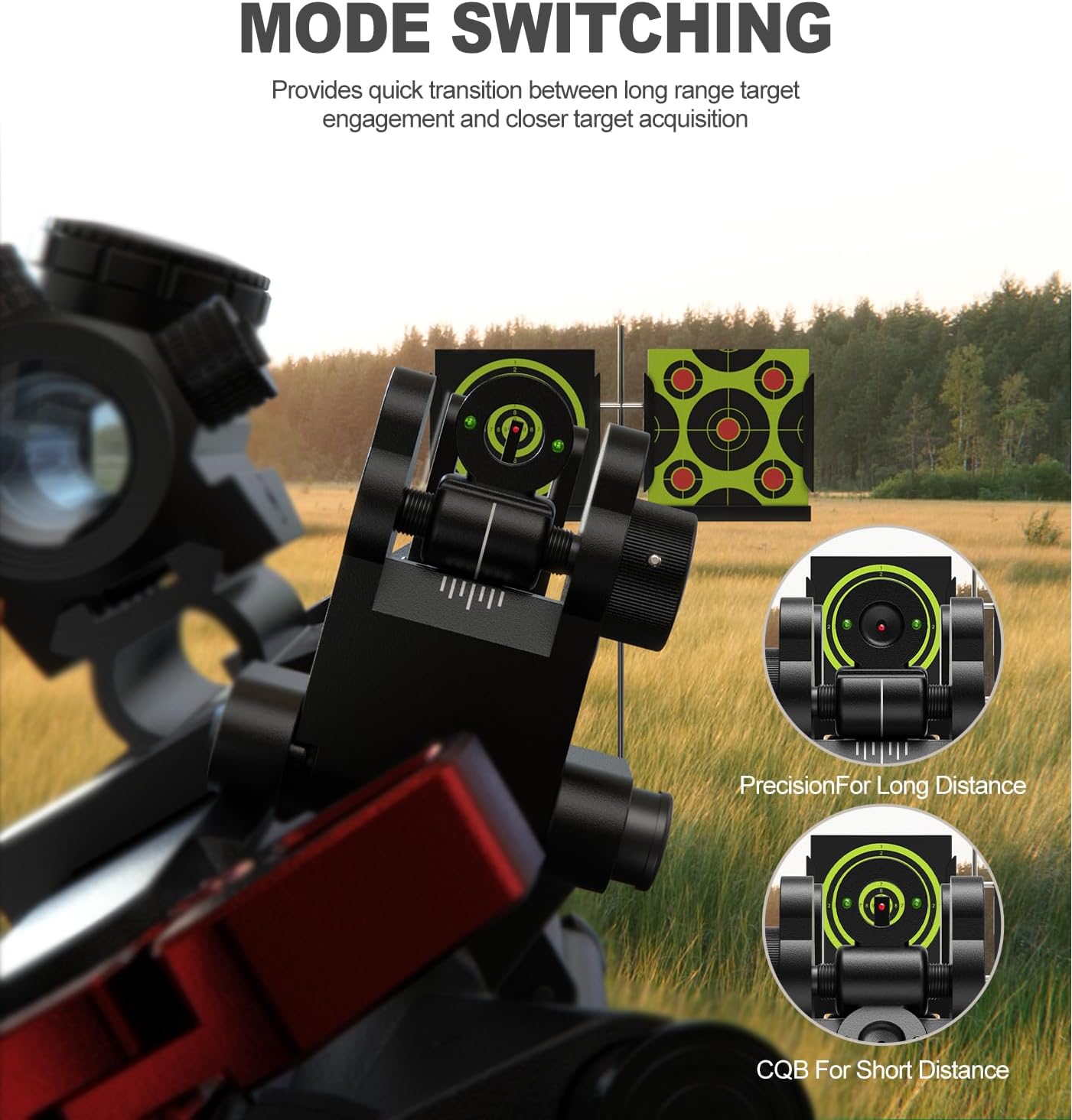 Feyachi 45 Degree Offset Iron Scopes Flip Up Fiber Optics BUIS Rapid Transition Backup Front and Rear Iron Scope Set