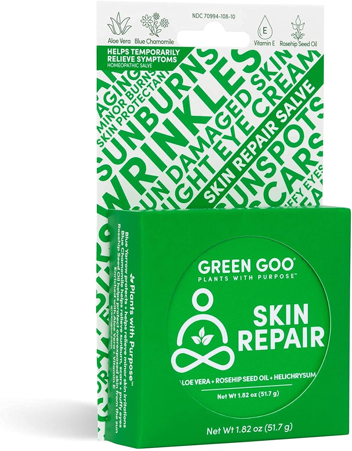 Green Goo Crema natural para el cuidado de la piel, reparación y protección de la piel, lata grande de 1.82 onzas