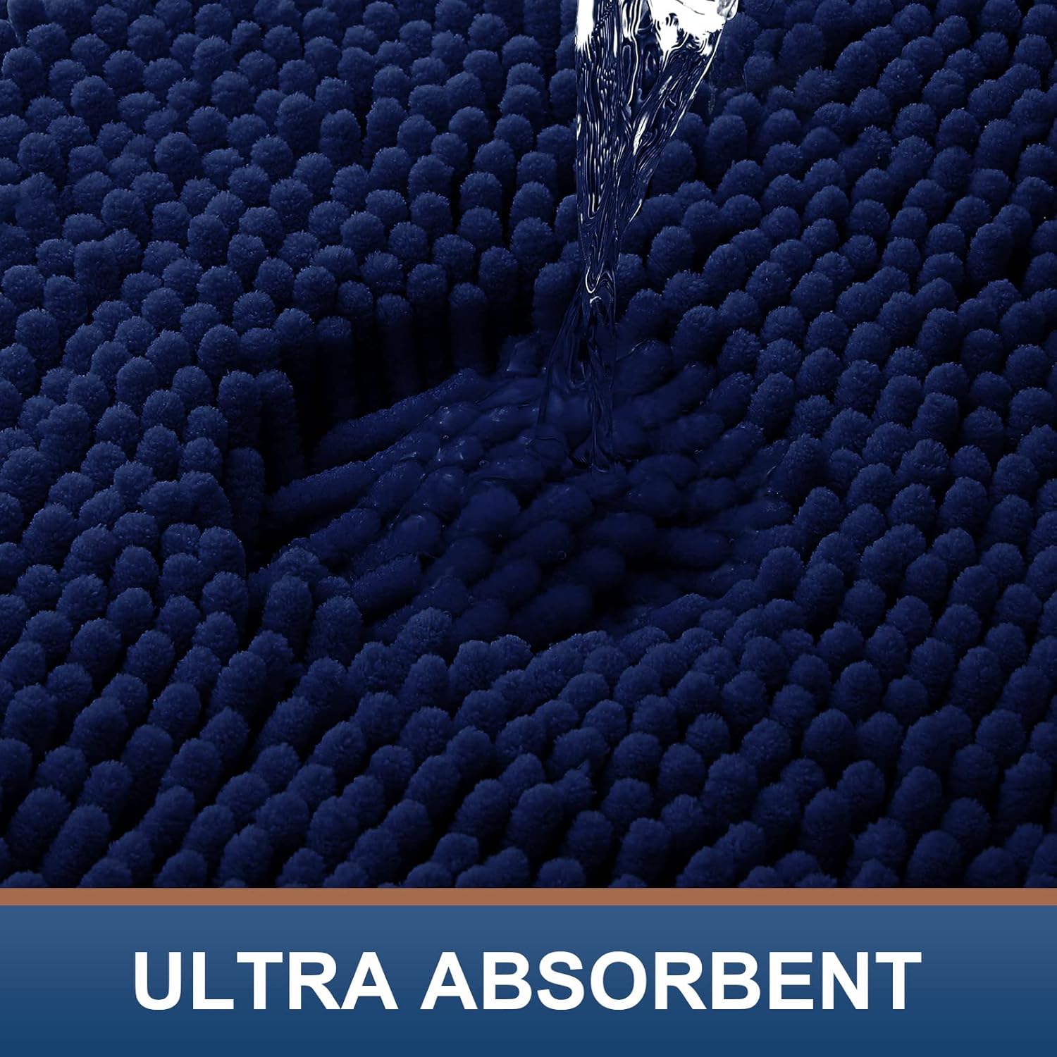 smiry – Lujosa alfombra de baño de felpilla, extra suave y absorbente, lavable a máquina, antideslizante para bañera, ducha y cuarto de baño (47 x