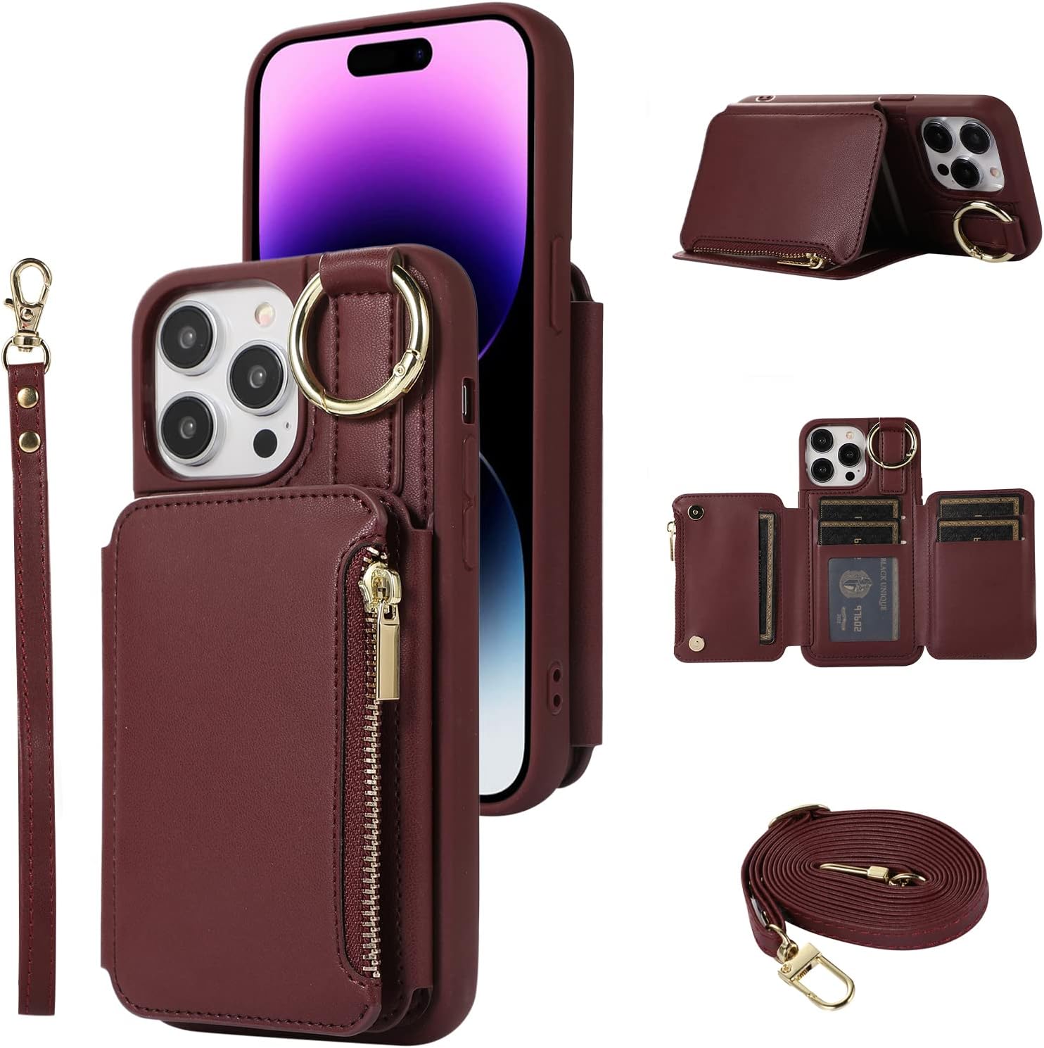 Funda cruzada para iPhone 14 Pro Max de 6.7 pulgadas (rojo vino, iPhone 12 Pro Max 6.7 pulgadas)