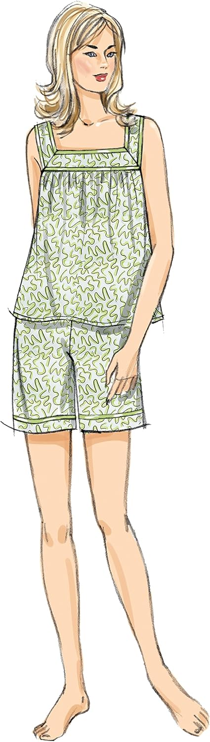 Butterick Misses’ – Kit de patrón de costura de camisones y pantalones cortos, código de diseño B6883, tallas XS-S-M