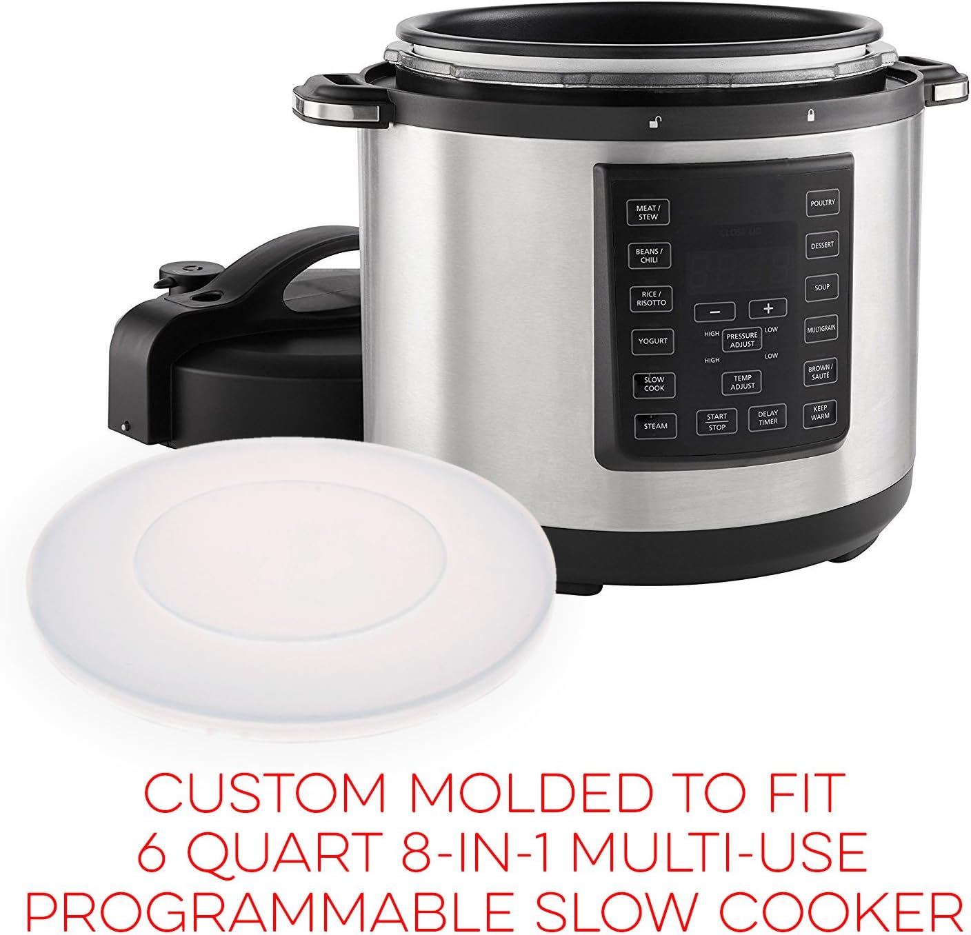 Impresa Tapa de silicona para olla a presión, perfecta para almacenar las sobras y mantener los alimentos frescos, sin BPA, apta para congelador y