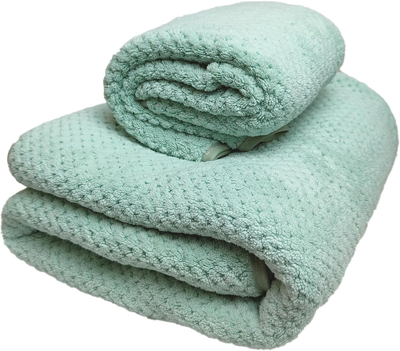 LightInTheBox Juego de toallas de baño de gofres, 1 toalla de baño, 1 toalla de mano gruesa, suave, absorbente, toalla de baño de microfibra de