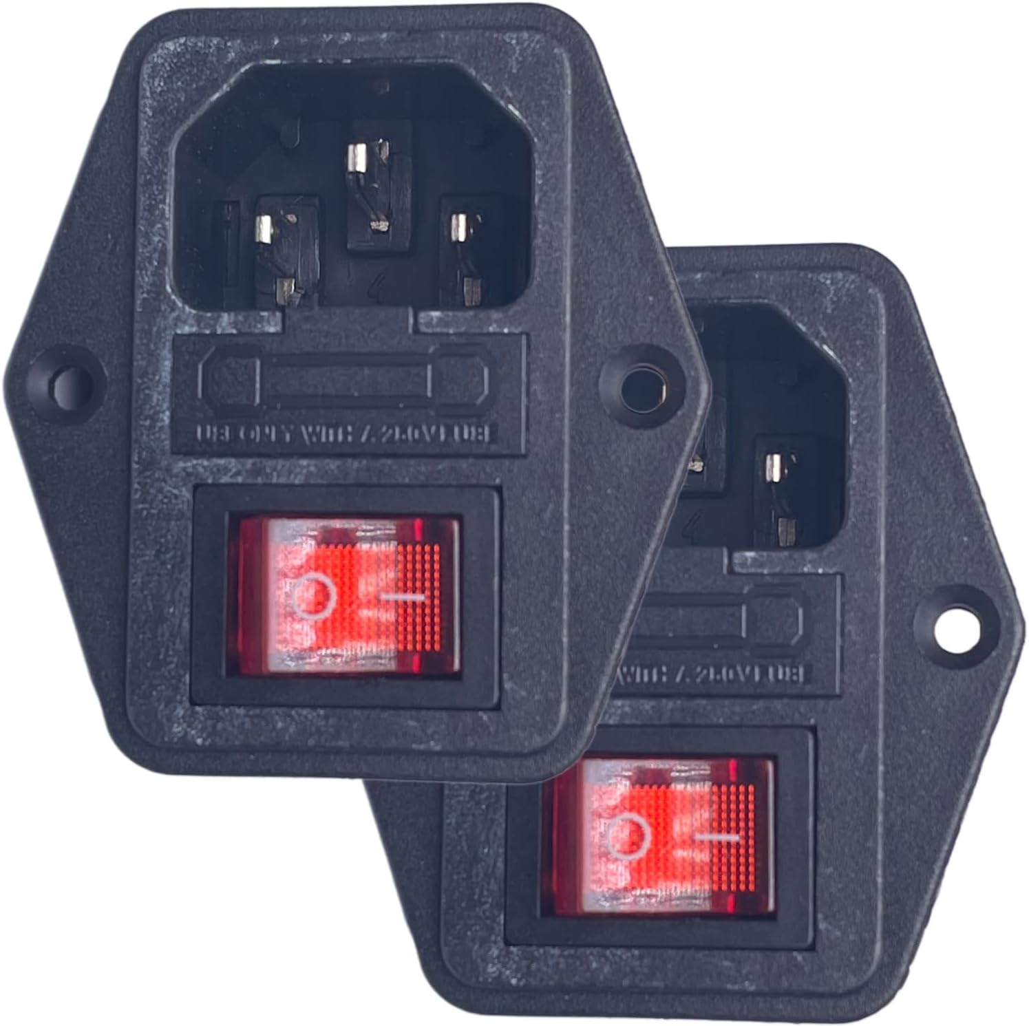 CESS Enchufe de alimentación de CA con interruptor, fusible y lámpara, montaje en chasispanel – toma de corriente alterna y fusible y swtich (2