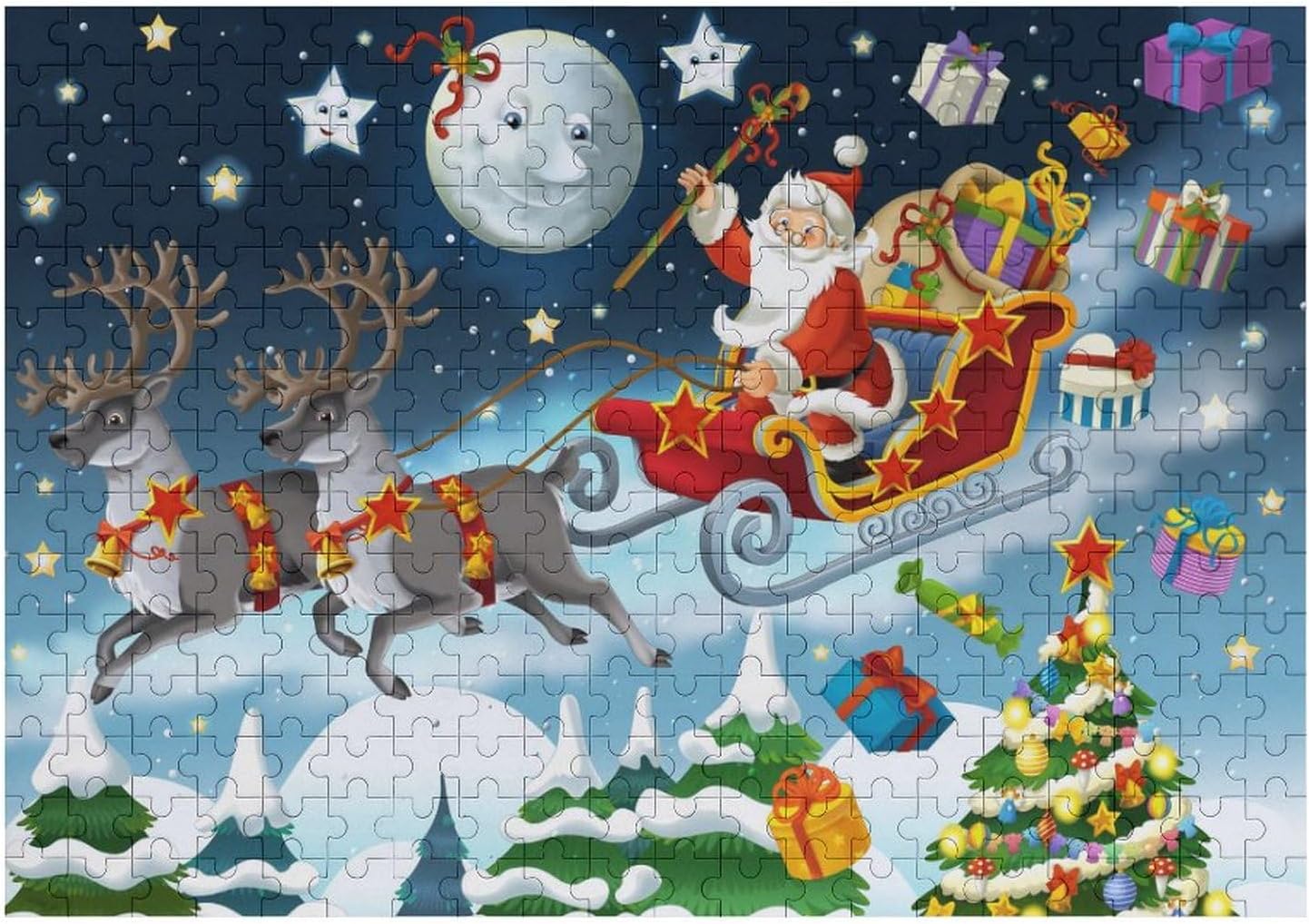 Rompecabezas para adultos de 300 piezas, Noche de Nochebuena, Santa Claus, rompecabezas divertido para la familia