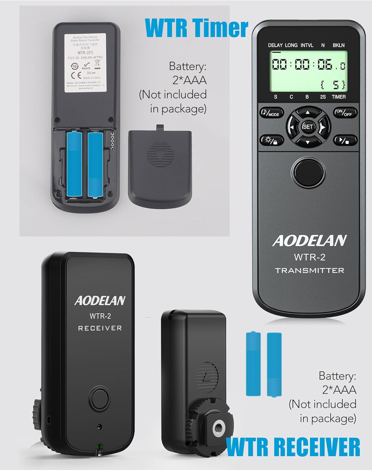 AODELAN Mando a distancia inalámbrico para cámaras Nikon, temporizador remoto cable de liberación del obturador para Nikon Z9 D5 D6 D800 D810 D850