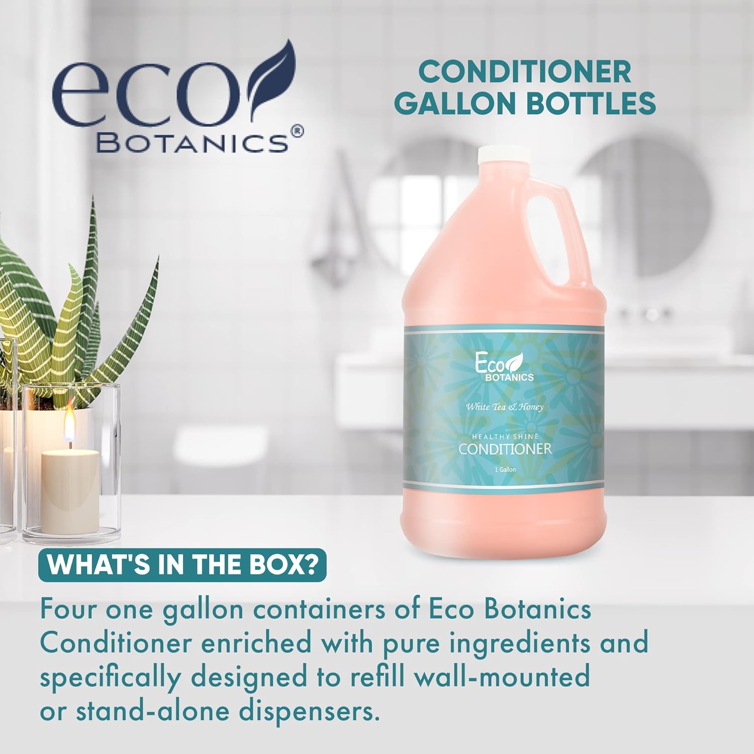 Terra Pure Eco Botanics Acondicionador de hotel  1 galón  Diseñado para rellenar dispensadores de jabón (juego de 4)