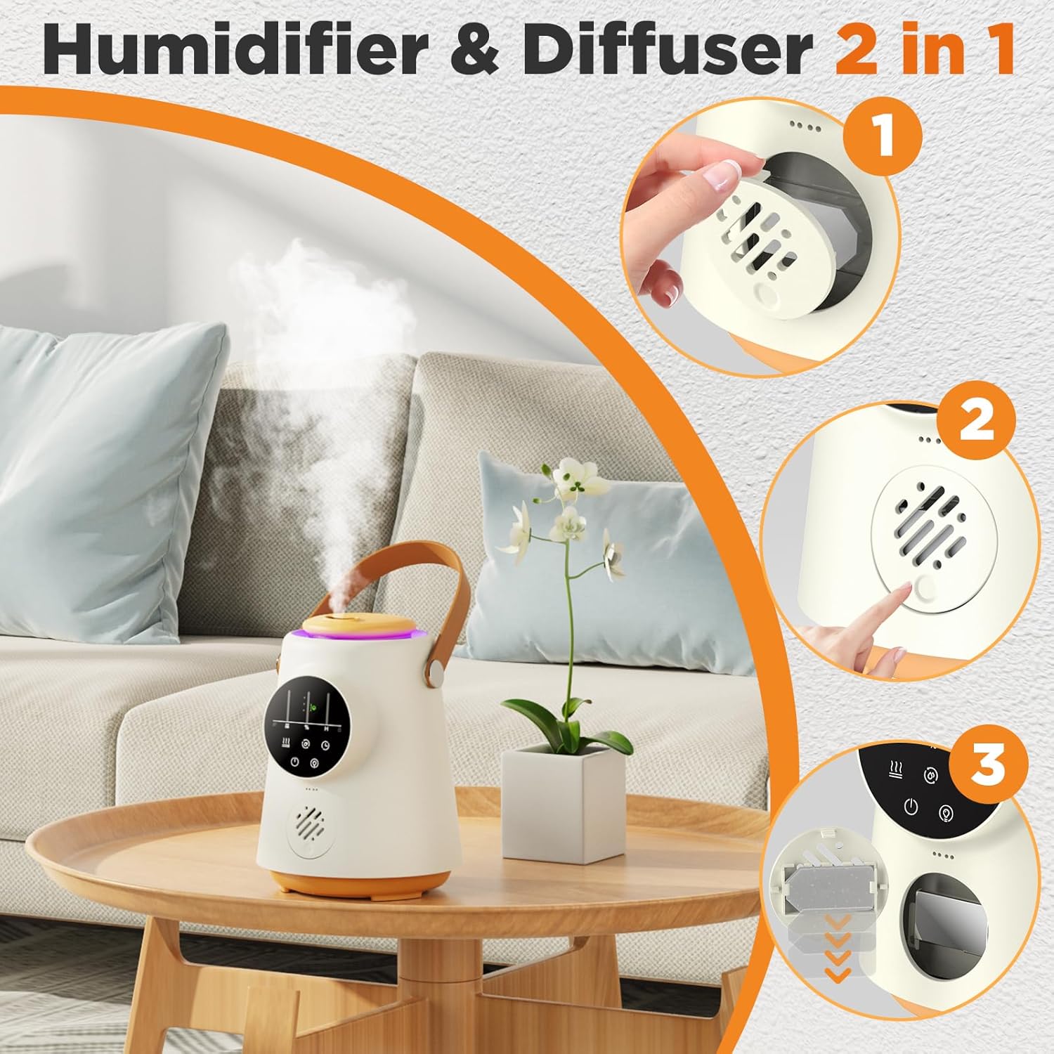 OJEPPA Humidificadores para dormitorio, humidificadores ultrasónicos de niebla fría de 2.5L para bebé, hogar, oficina, guardería y plantas,