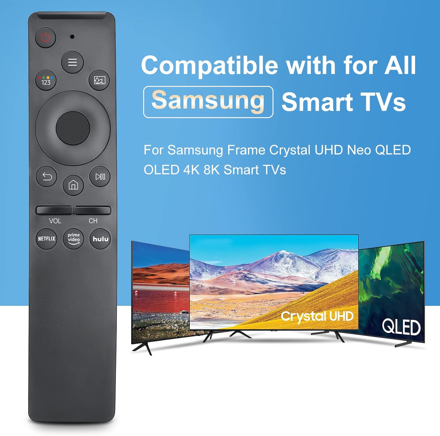 Paquete de 2 unidades de control remoto de repuesto para Samsung-Smart-TV, compatible con todos los televisores inteligentes Samsung LED QLED UHD