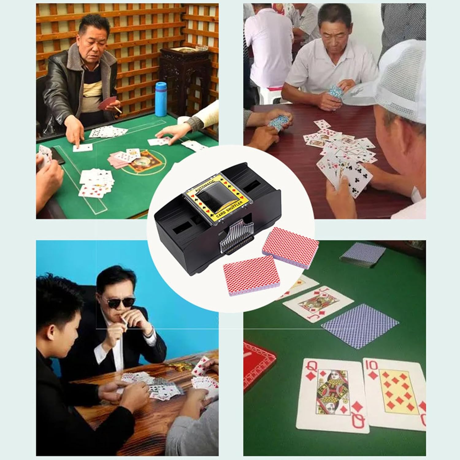 Barajador automático de tarjetas, funciona con pilas, fácil operación, plástico duradero, baraja 2 barajas, para póker, Texas Poker, Blackjack,
