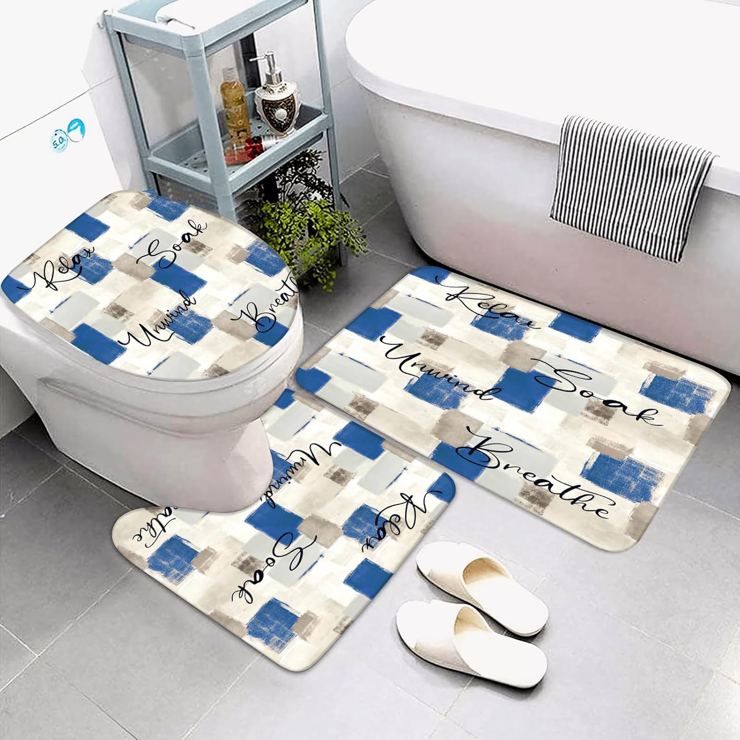 ALEXEX NEW-M1-Juegos de cortinas de ducha azules