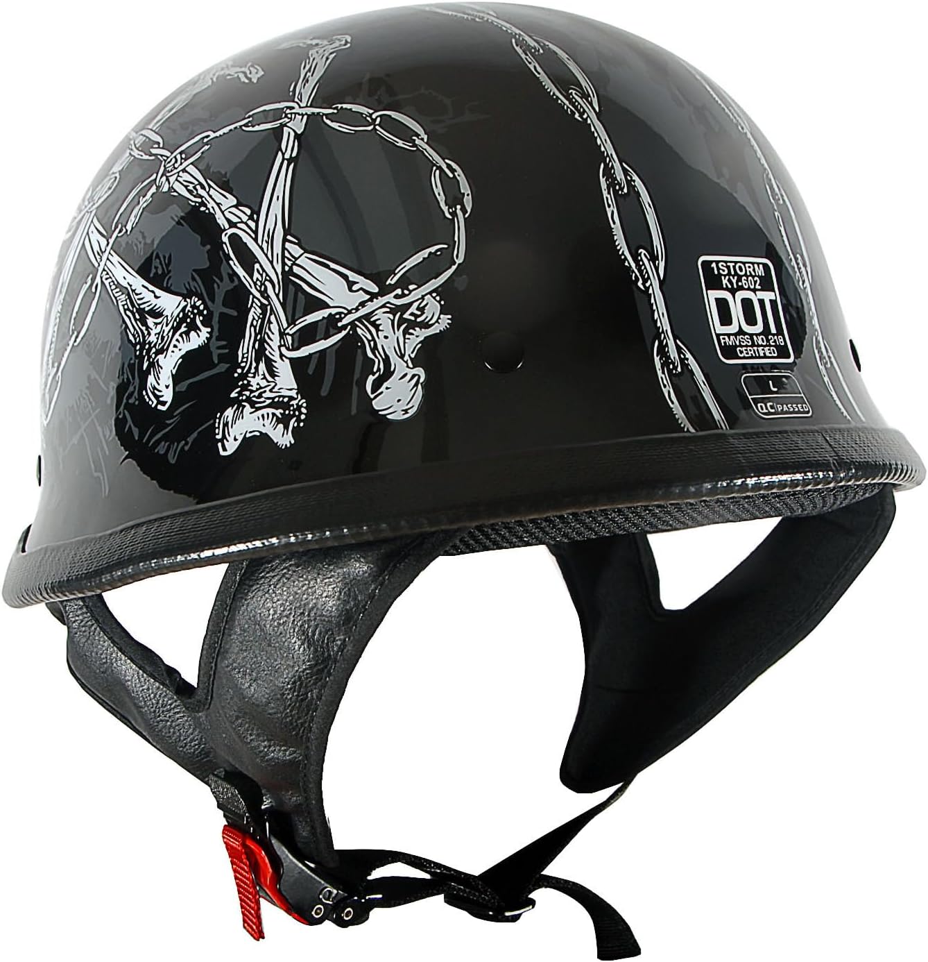 1Storm Casco de motocicleta de media cara estilo alemán aprobado por DOT HKY602
