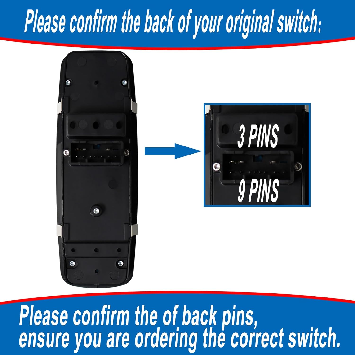 Interruptor de ventana eléctrica compatible con Chrysler 300 2011-2012 Dodge Journey 2016-2021 Ram 1500 2500 3500 2012 Reemplazo para 56046826AE