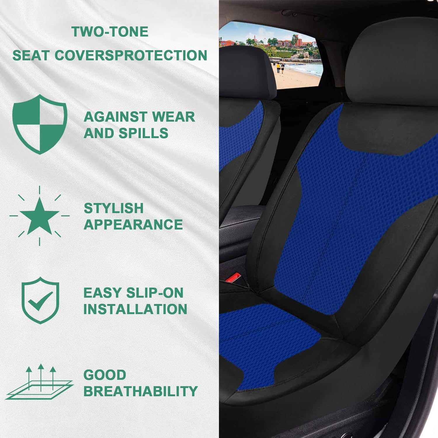 JINGSEN Juego completo de 17 fundas de asiento de automóvil 3D de malla de aire 3D para mujer, esponja compuesta de 0.197 in, paño de malla de aire