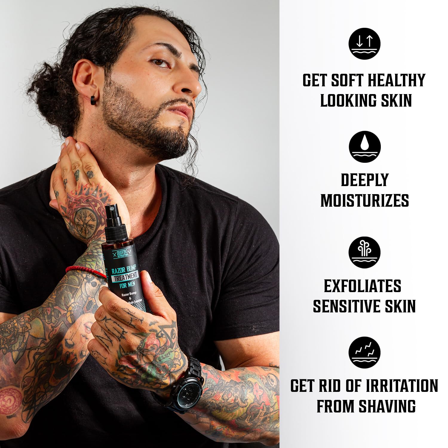 Viking Revolution Tratamiento de protuberancias de afeitar para hombres, depilación encarnada, suero para después del afeitado para hombres, suero