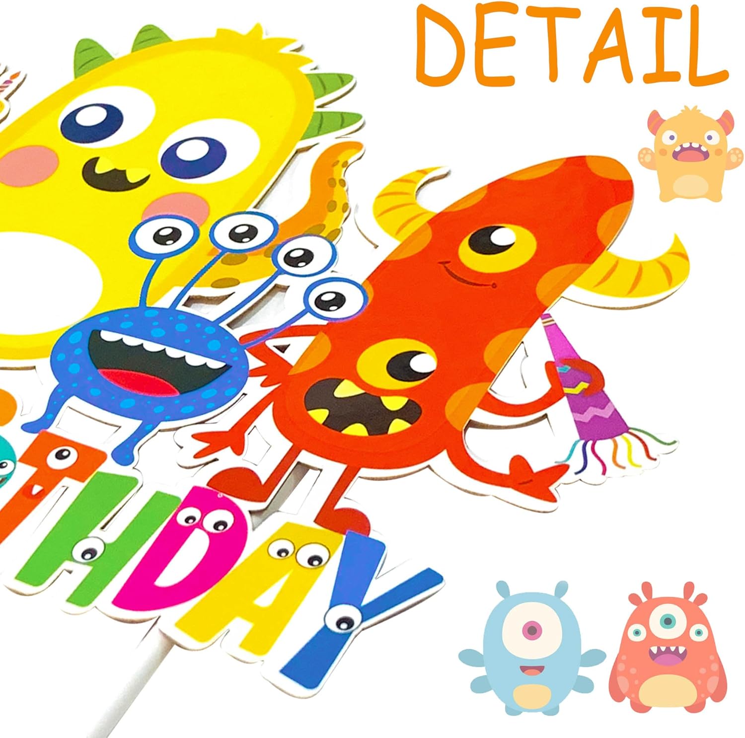 Decoración de pastel de cumpleaños de monstruo, suministros de fiesta de cumpleaños, decoración de pastel de monstruo pequeño para niños, temática