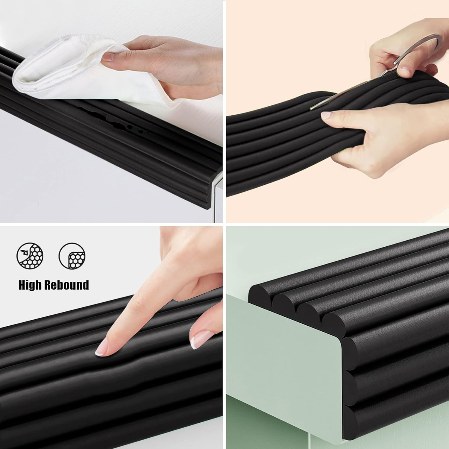 CUTE CUTE JUMP Protector suave de borde ancho para bebé con adhesivo fuerte 3M de doble cara precintado, (12.5 pies, negro) Protectores de seguridad