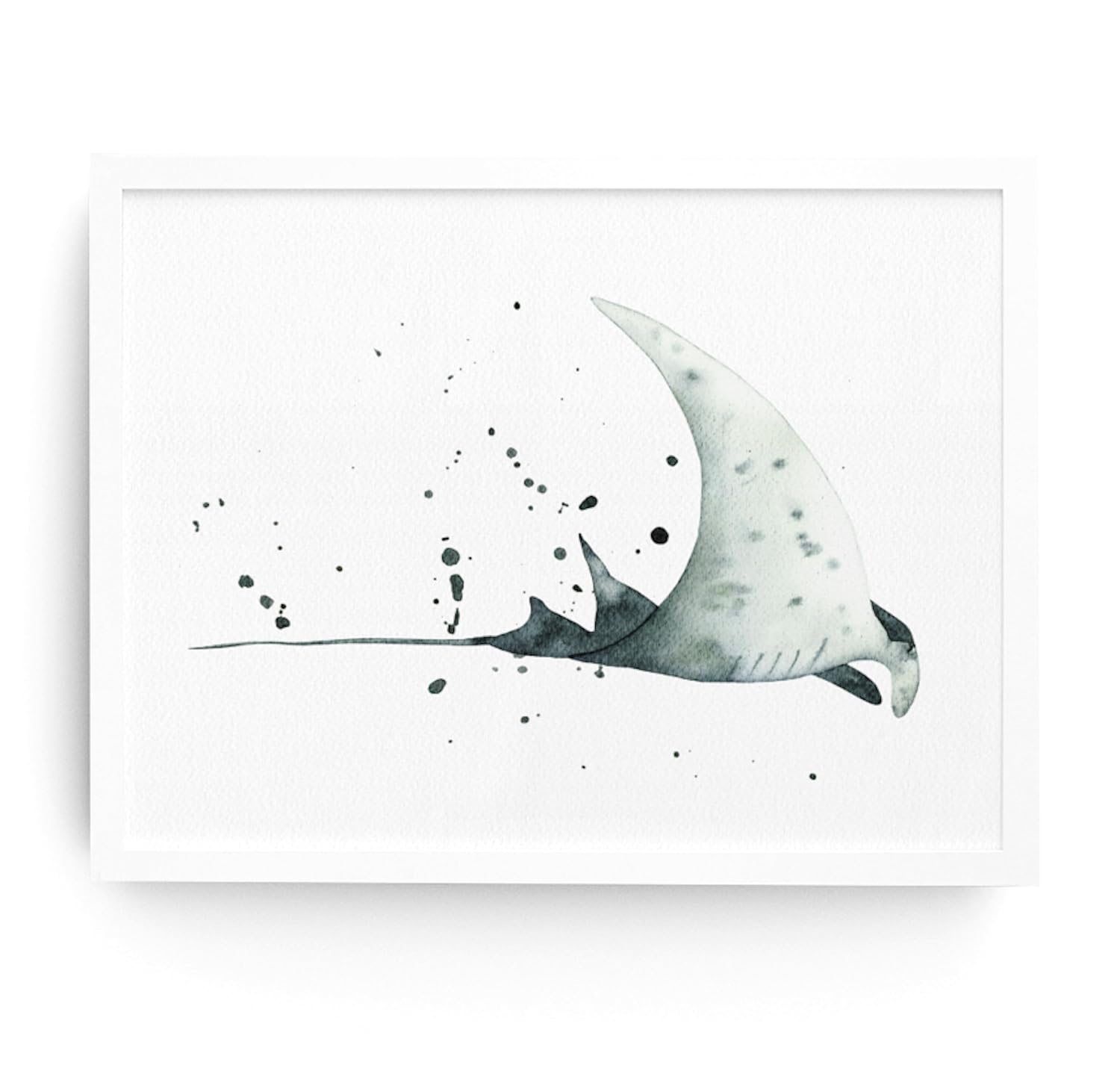 Watercolor Manta Ray Wall Art Print Unframed – Manta Ray Print – Ocean Theme Wall Art Decor – Manta Ray Painting – Manta Ray Artwork Illustration