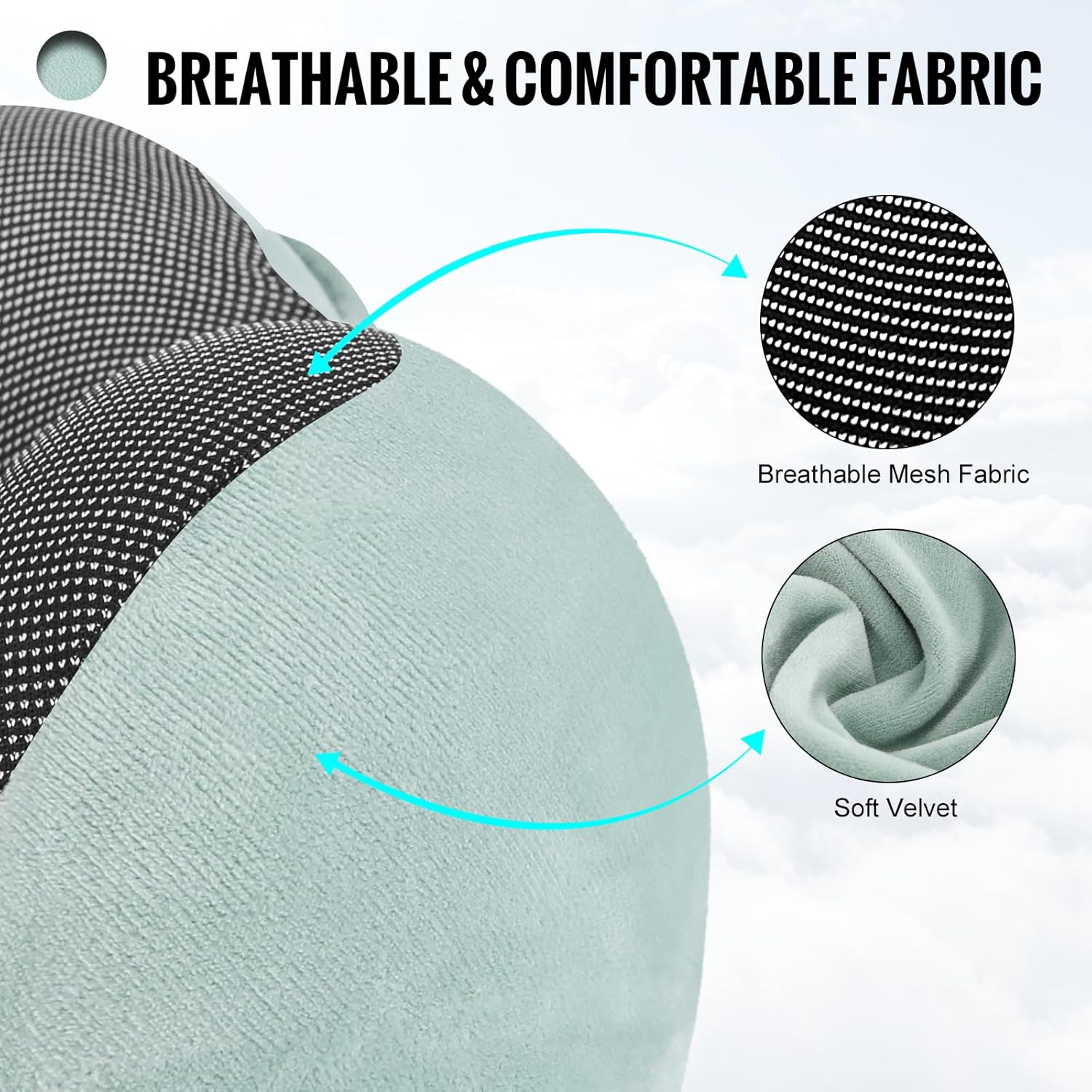 Almohada de viaje, almohada cervical para viajes con capucha para avión, almohada de terciopelo de espuma viscoelástica para el cuello para adultos