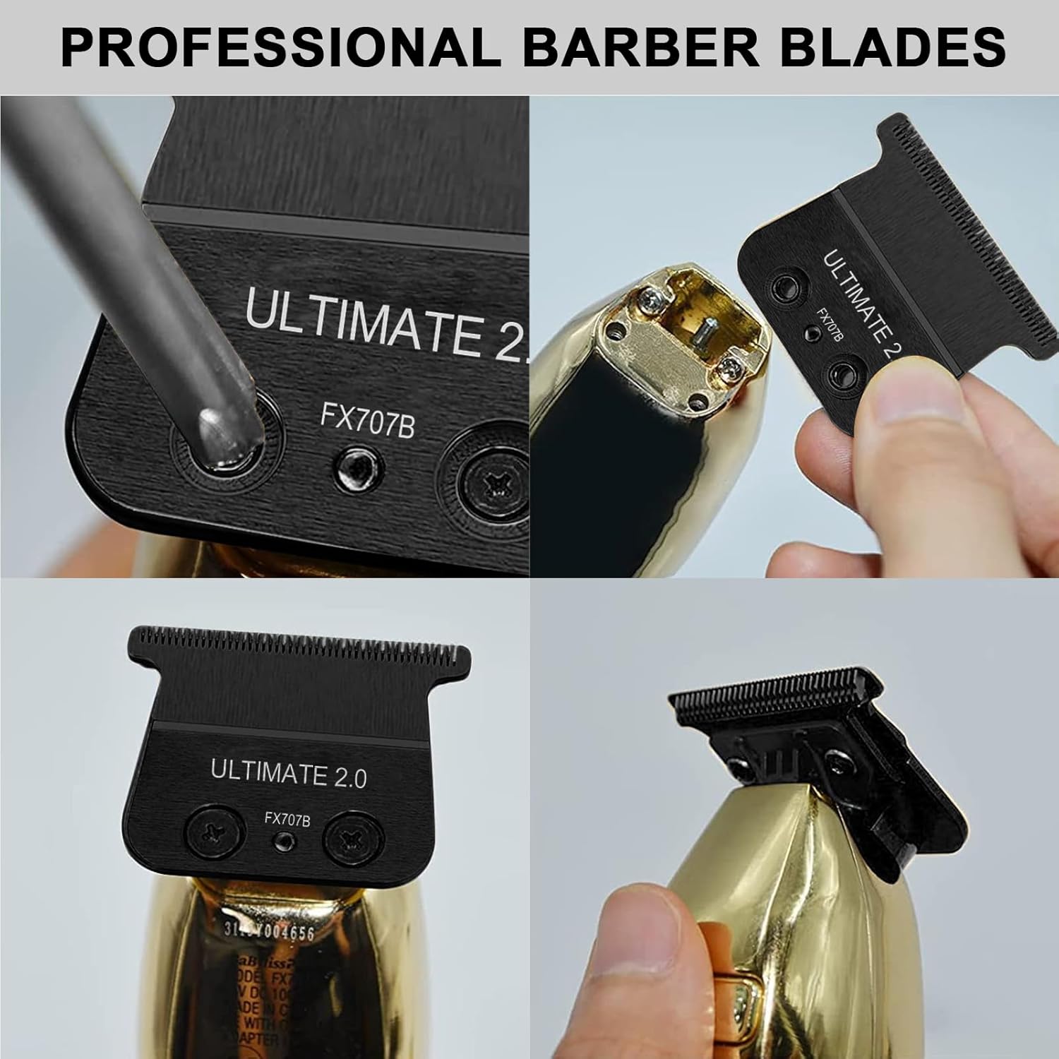 Cuchillas de repuesto DLC compatibles con BaBylissPRO Barberology cuchillas de repuesto para recortadoras de cabello (FX787) y recortadoras LoPROFX