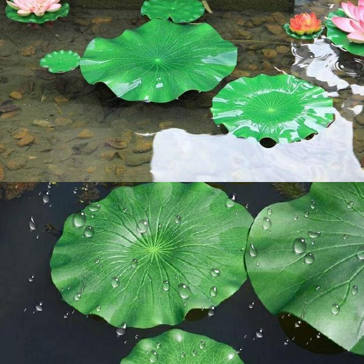 4 piezas de loto artificial, 3 almohadillas realistas de lirio de agua de 7.95.93.9 pulgadas, flor de loto flotante artificial con almohadilla de