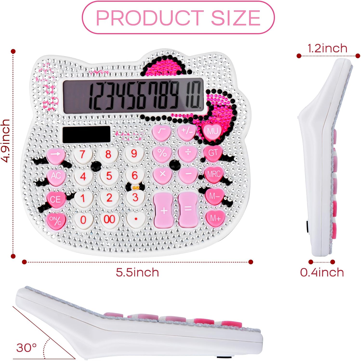Calculadoras de escritorio para mujer, calculadora de escritorio de 12 dígitos con pantalla LCD grande y botón sensible, energía solar y de batería,