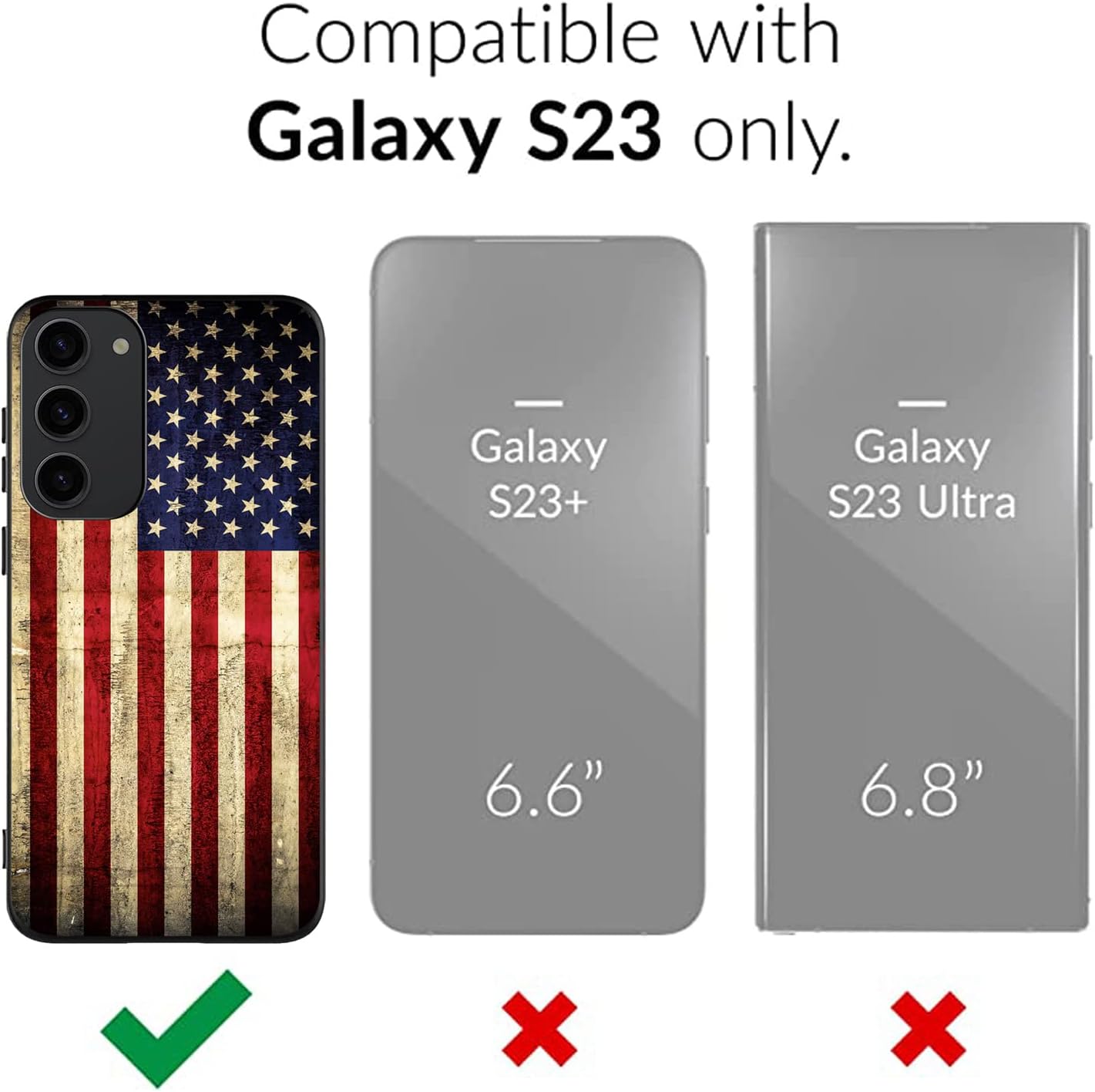 Funda diseñada para Samsung Galaxy S23 5G, diseño retro de la bandera de Estados Unidos, para mujeres y niñas, delgada, suave, TPU a prueba de