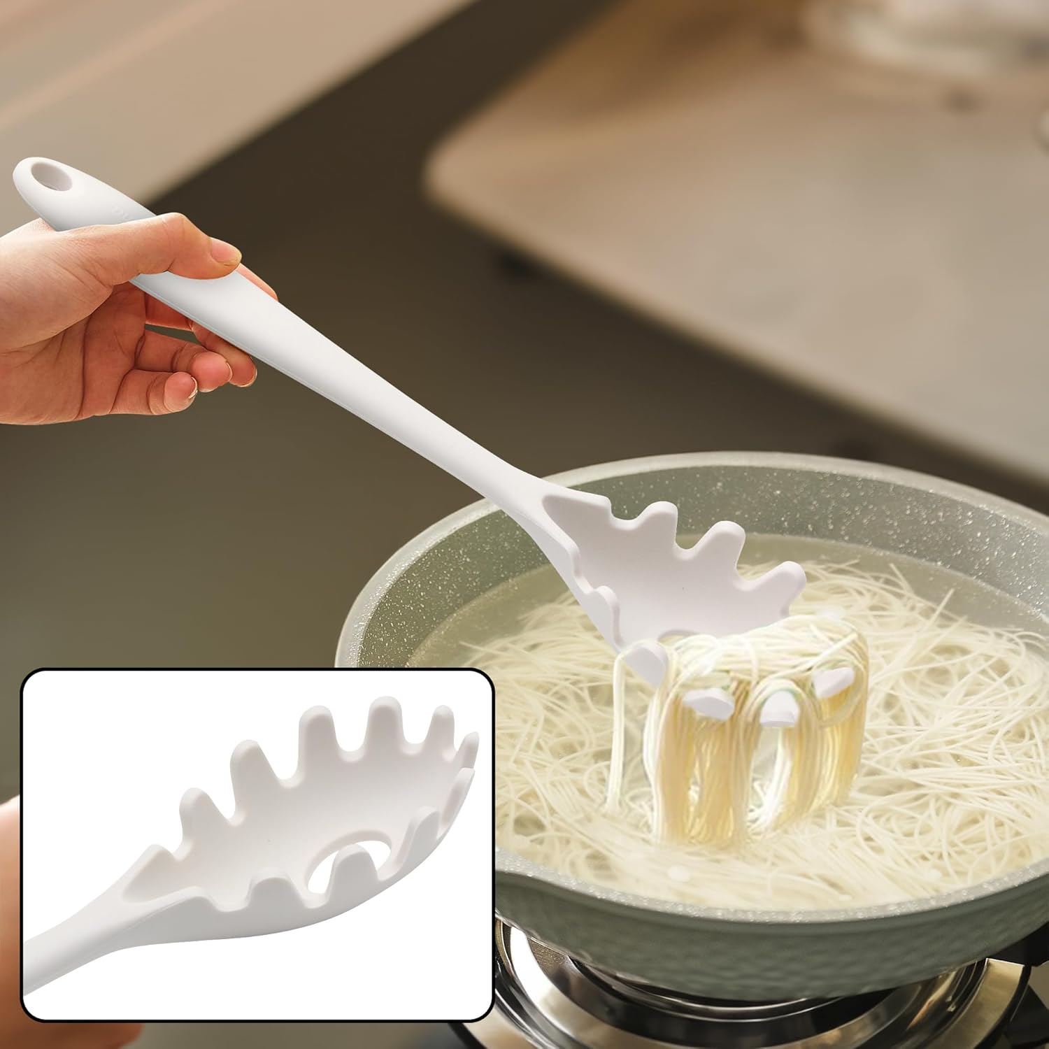 Cucharas de cocina de silicona, resistentes al calor, cuchara ranurada para pasta de silicona, juego de cucharas sólidas para utensilios de cocina