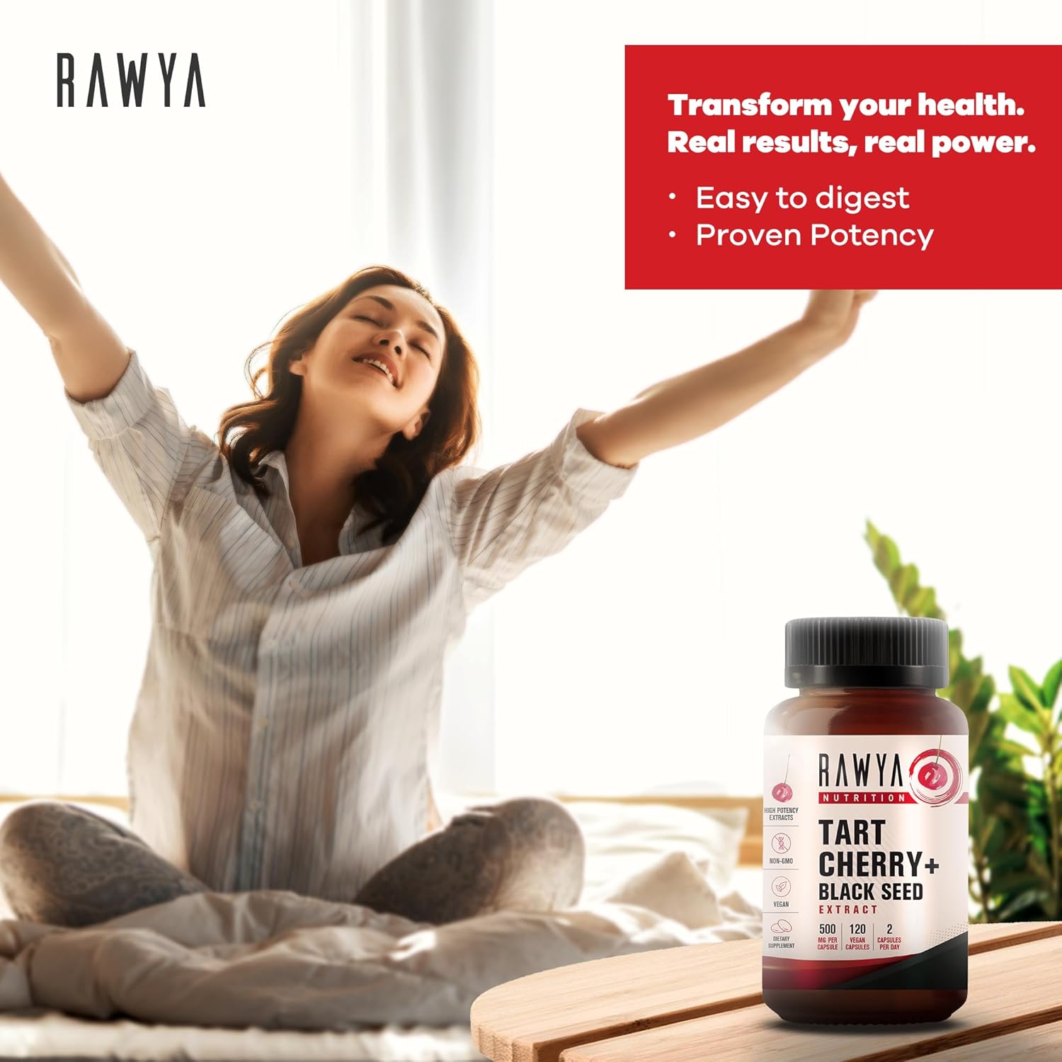 Nutrition, Extracto de cereza agria, mejorado con polvo de semilla negra, 120 cápsulas veganas, 500 mg por cápsula, antioxidante, ayuda a dormir,