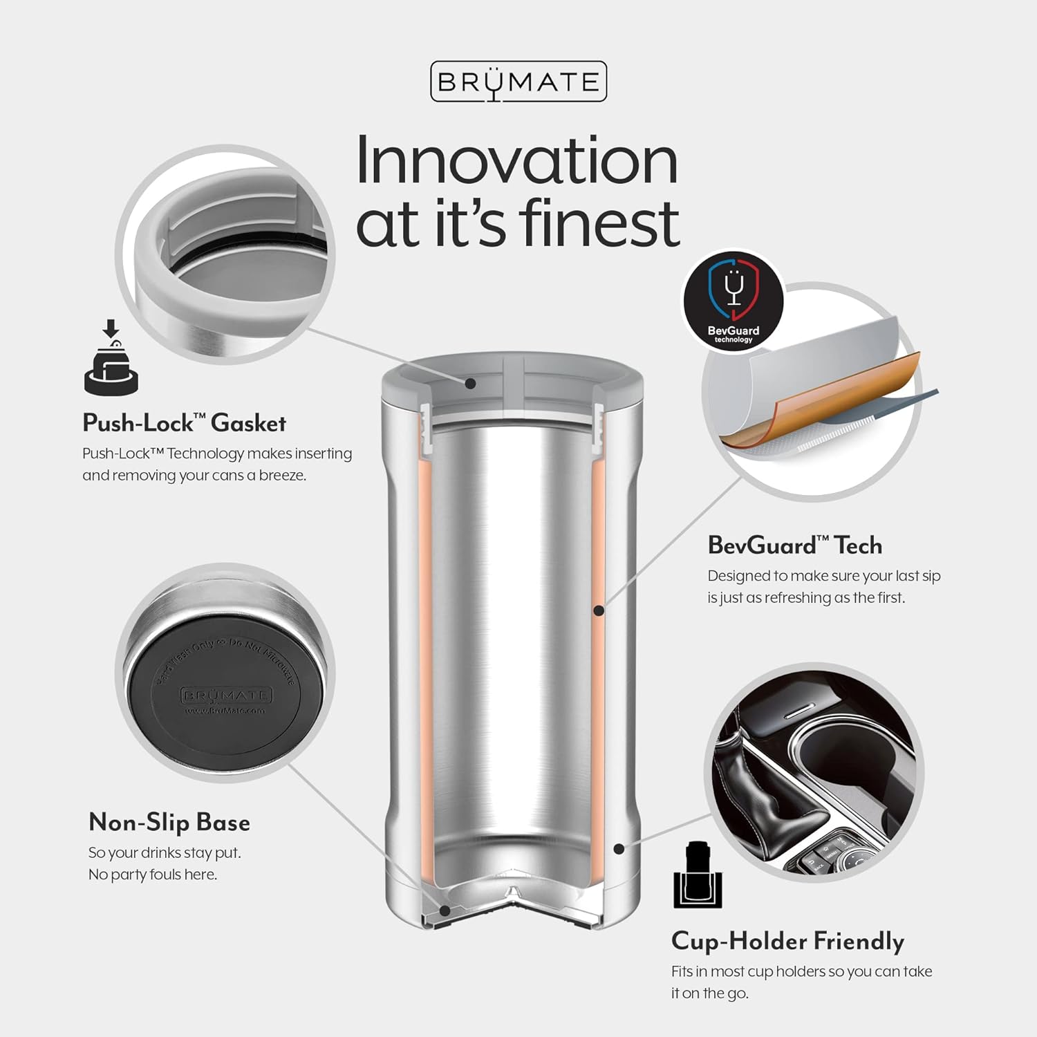 BrüMate Hopsulator Slim – Enfriador de latas aislado, para latas delgadas de 12 onzas, soporte para bebidas de acero inoxidable aislado, para