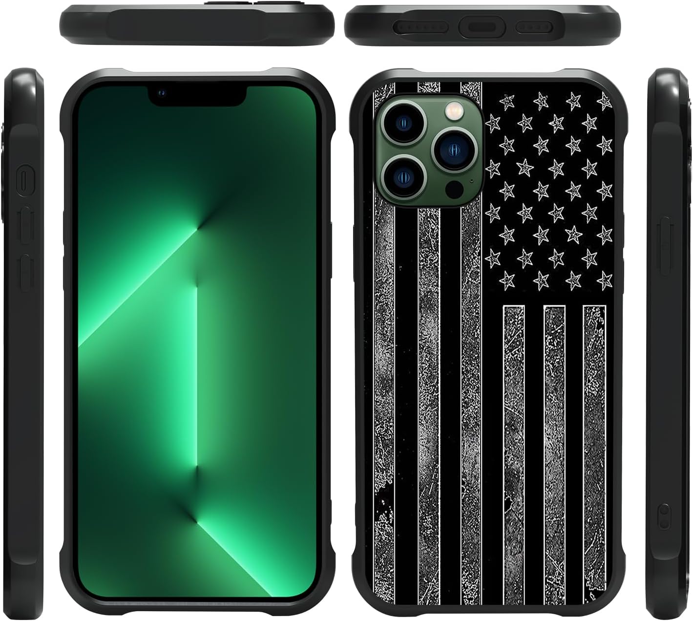 DAHAOGUO Funda compatible con iPhone 11, diseño de bandera estadounidense gris oscuro, silicona suave TPU+PC, parte trasera antideslizante, esquinas