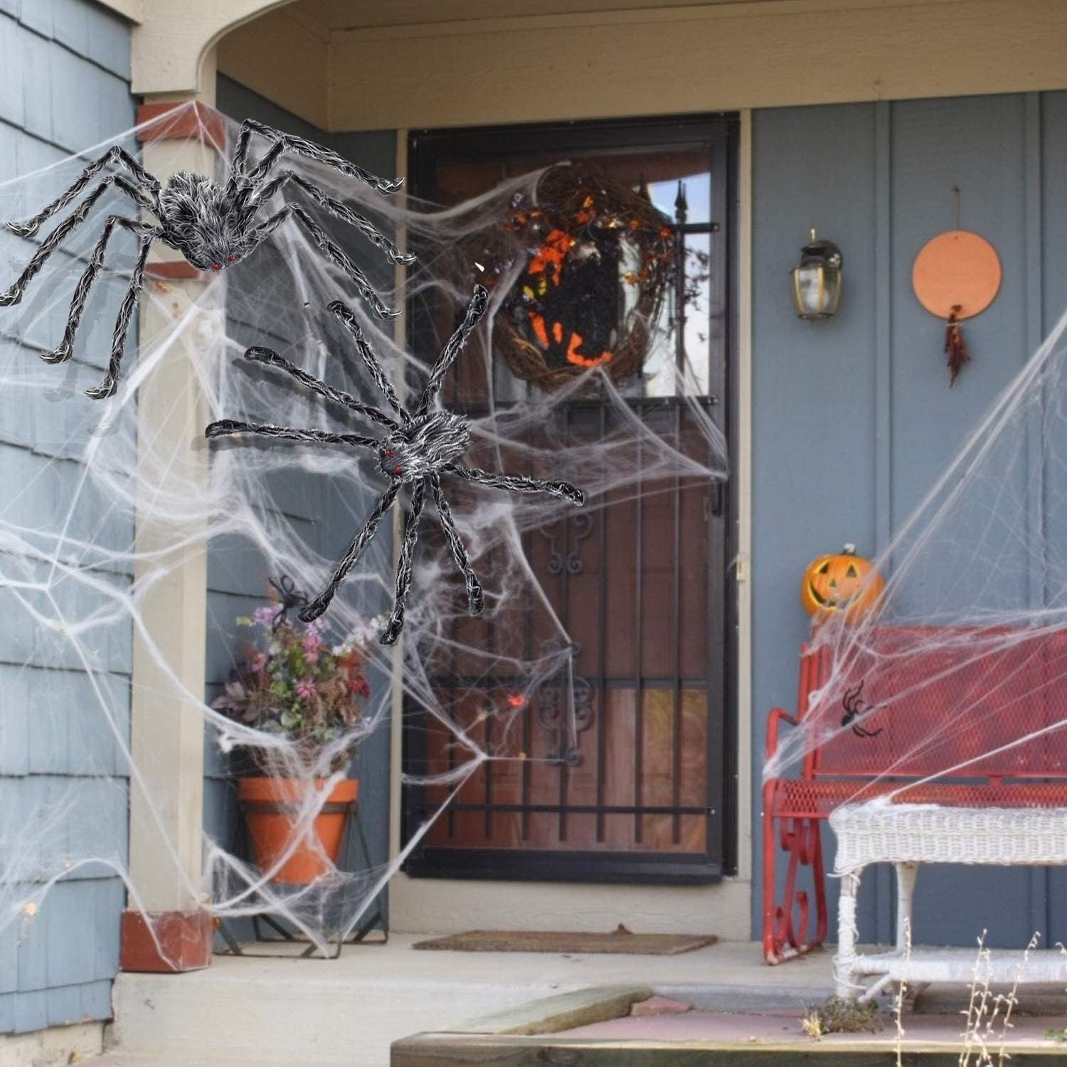 Angelhood Decoraciones de Halloween araña gigante de 6.6 pies