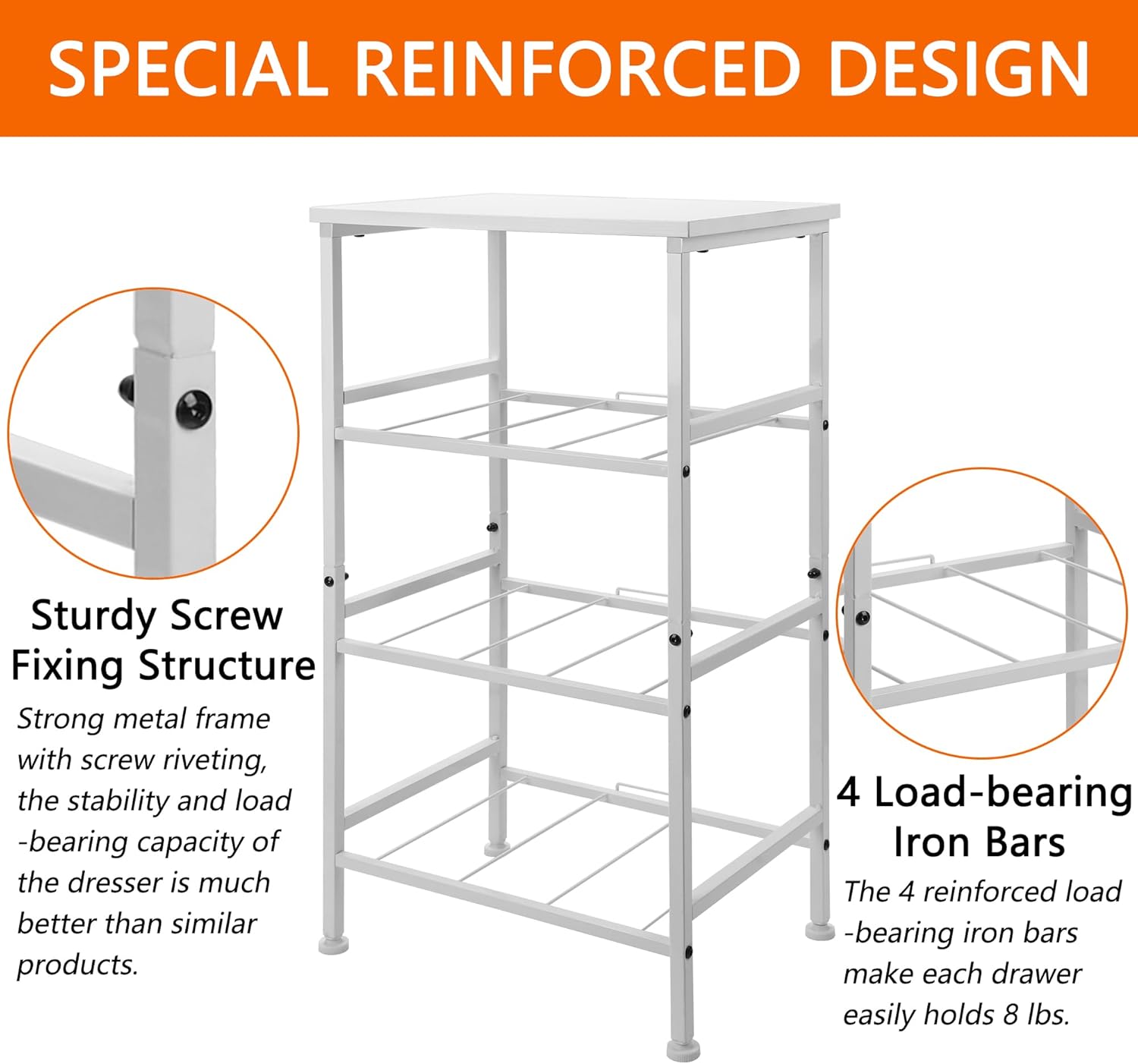 YOHKOH Cajones de almacenamiento altos con 3 cajones de tela extraíbles, unidad organizadora para dormitorio, sala de estar, contenedores de