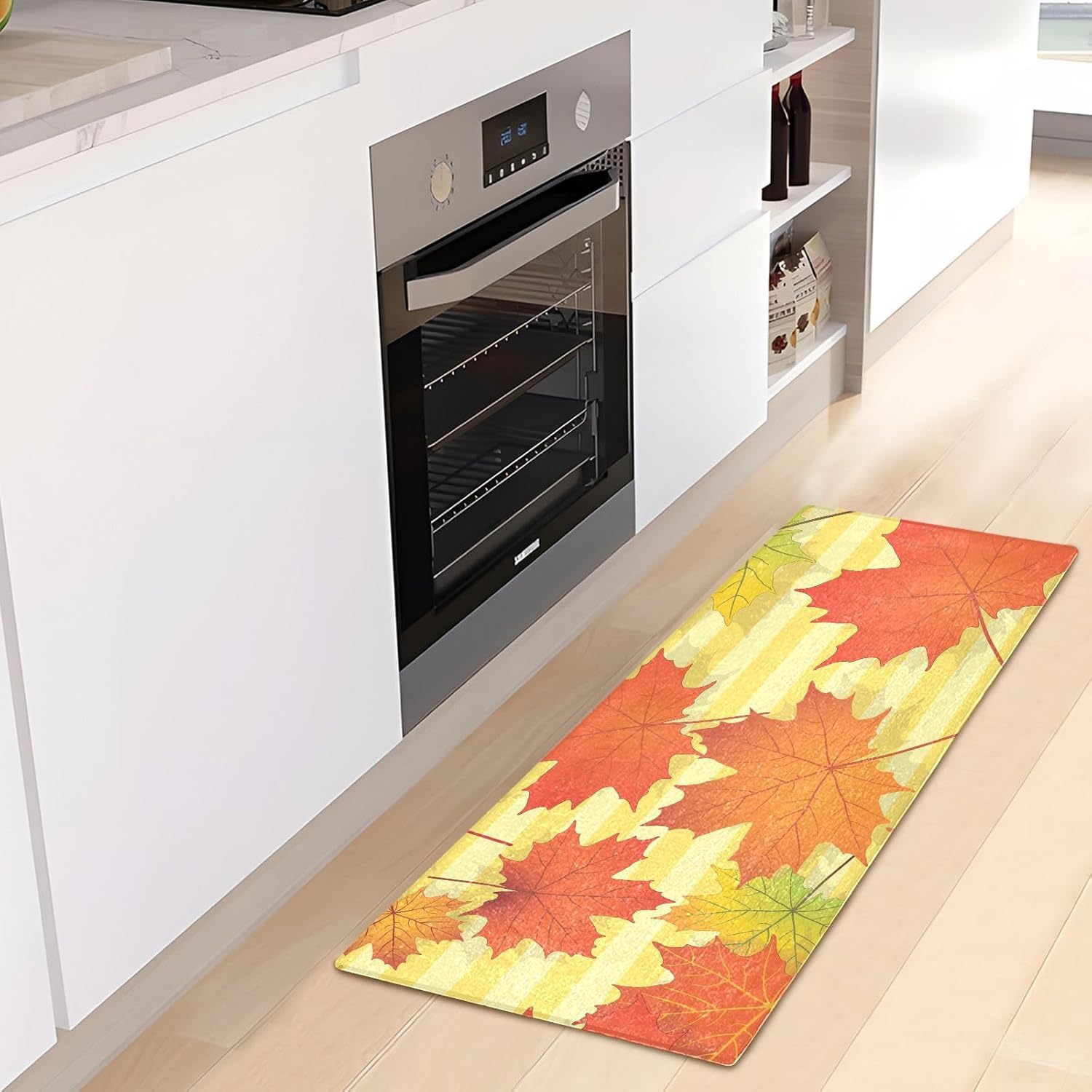 Fluffy Floor Carpet 39x20in- Yellow Maple Leaves in AutumnFront Door Mat Indoor Machine Washable Carpet,Aesthetic Rug