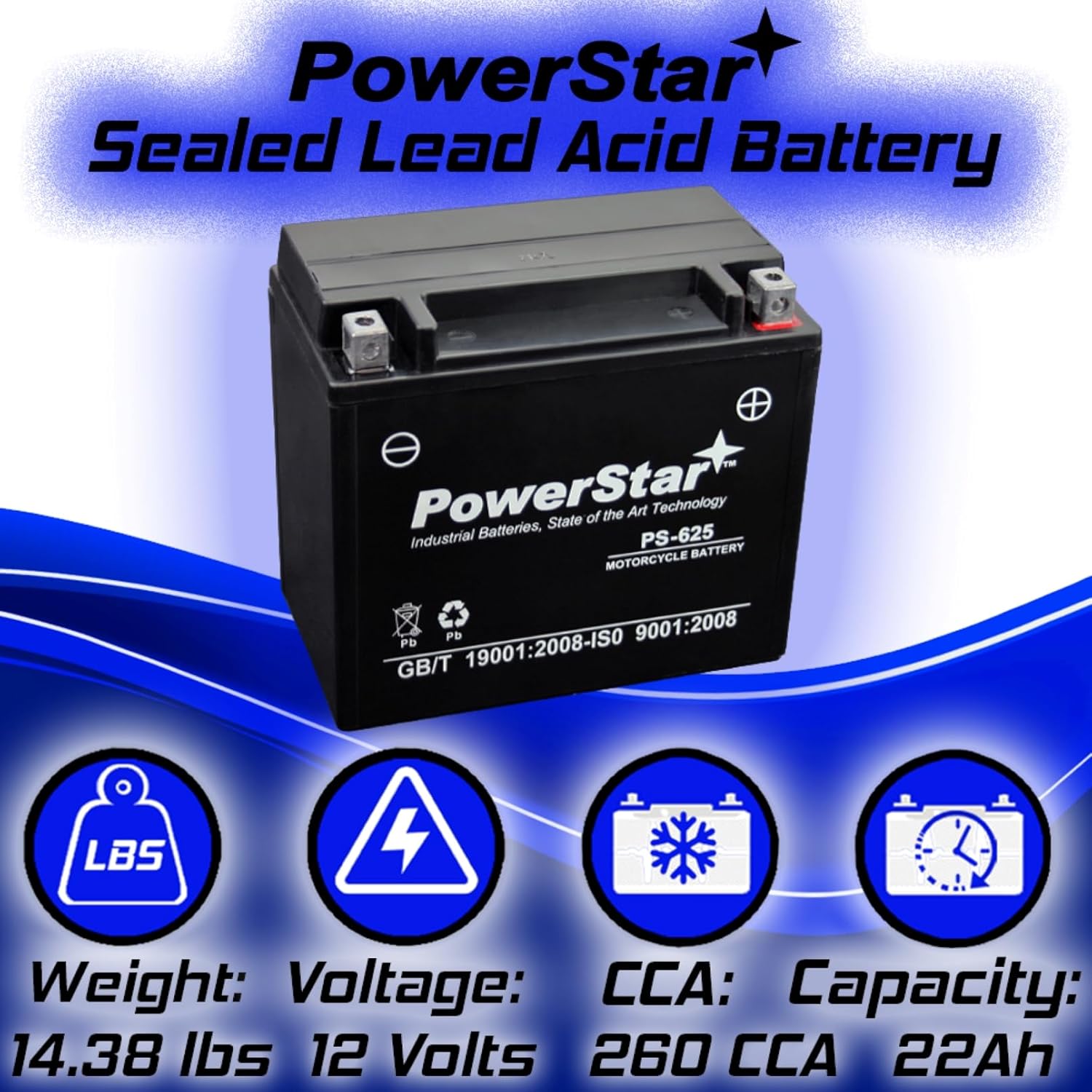 PowerStar YB16CL-B, PS-625 ATV Batería Compatible con John Deere Trail Buck 650 2004 a 2005