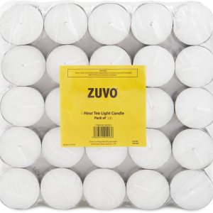Zuvo Velas de té de 4 horas de combustión (paquete de 100) – Luces T blancas – Velas sin humo y sin perfume hechas en Europa 1.5 x 0.9 in – 4 horas – Zuvo Velas de té de 4 horas de combustión (paquete de 100) – Luces T blancas – Velas sin humo y sin perfume hechas en Europa 1.5 x 0.9 in – 4 horas –