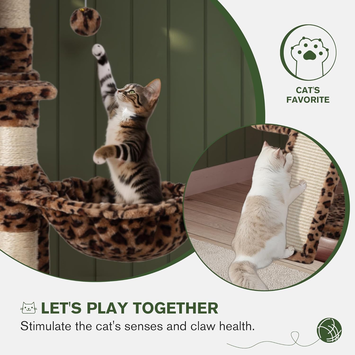 MUTICOR Torre de árbol grande de varios niveles para gatos de 68 pulgadas con condominioacogedoras perchas de felpa para gatos, postes rascadores de