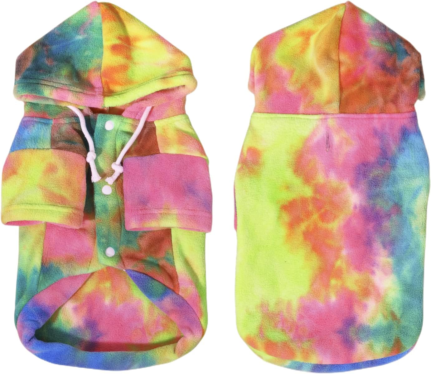 Ropa de perro con capucha de teñido anudado, abrigo de invierno para mascotas, sudaderas para cachorros para perros pequeños, niños y niñas