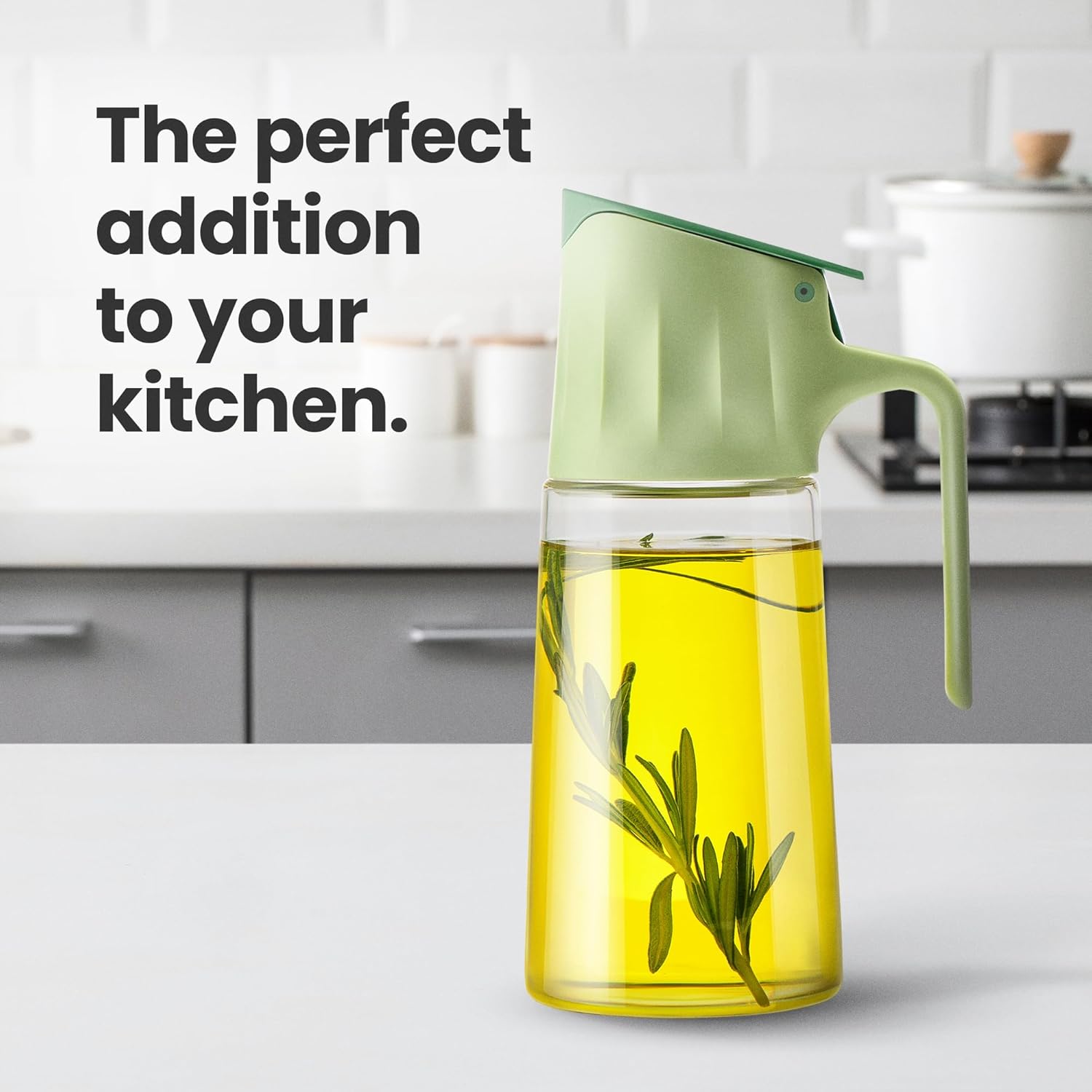 Botella dispensadora de aceite de cocina para cocina, paquete de 2, dispensador de aceite de oliva y botella infusora, botella de aceite de 17