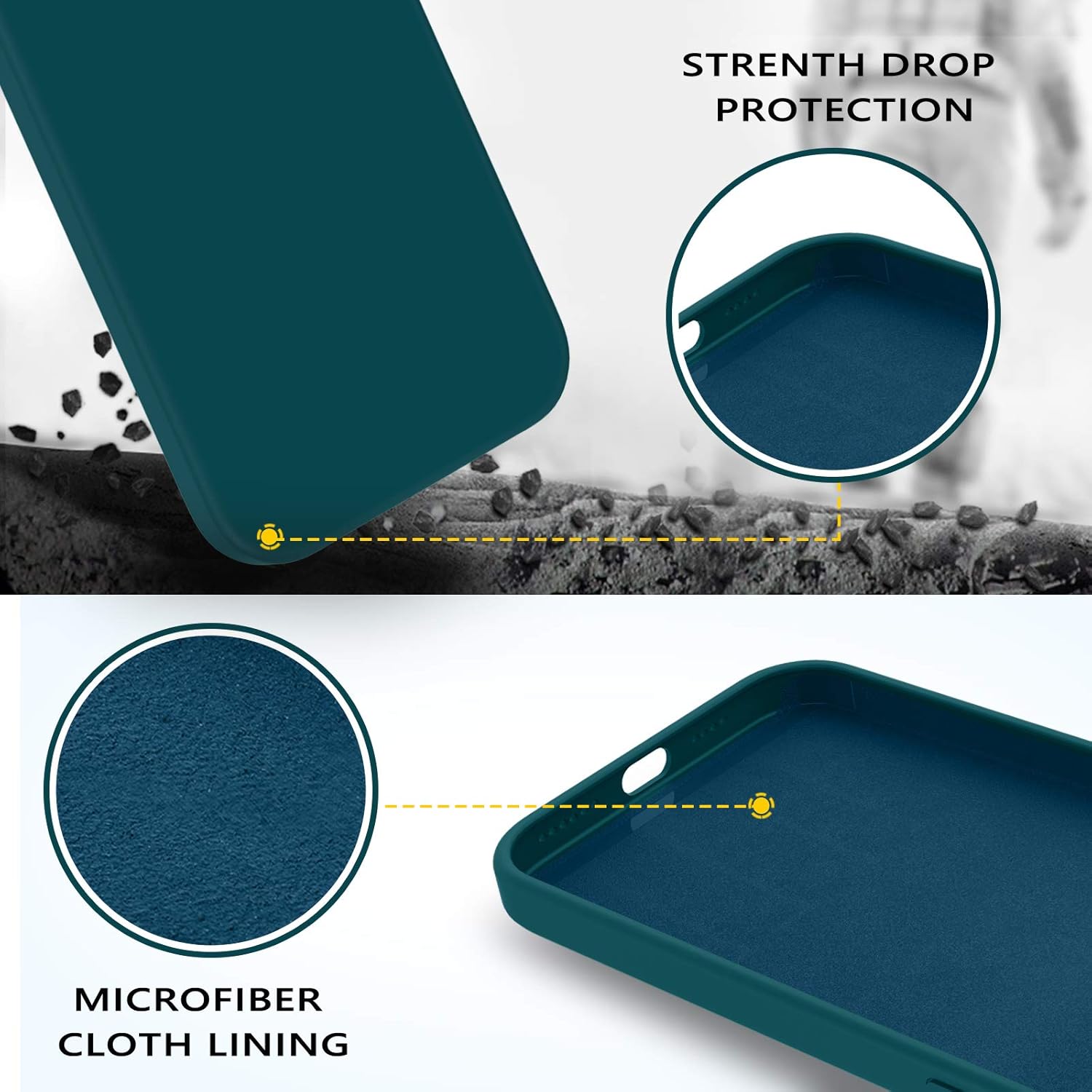 GUAGUA Funda compatible con iPhone 12 Pro Max de 6.7 pulgadas, 5G, silicona líquida, goma de gel suave, delgada, forro de microfibra, funda de cojín