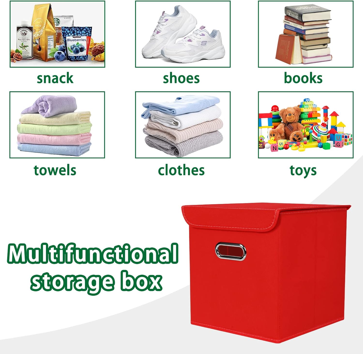 Cubos de almacenamiento plegables con tapa, caja de almacenamiento de tela con asa, para el hogar, dormitorio, oficina, armario, ropa, juguetes,