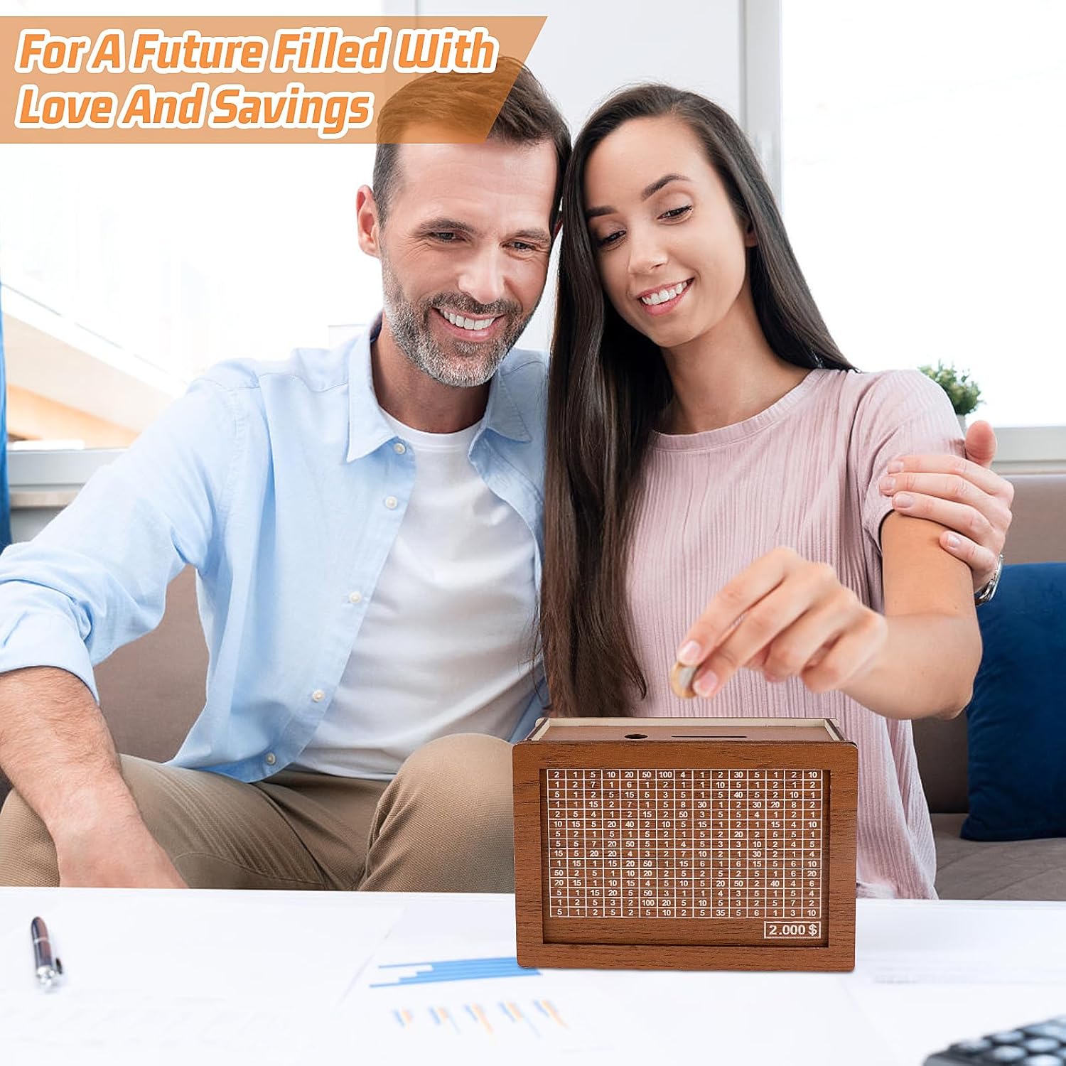 Caja de dinero de madera para niños y adultos, caja de ahorro retro con contador para objetivos de ahorro, ahorro de dinero con cuenta regresiva y