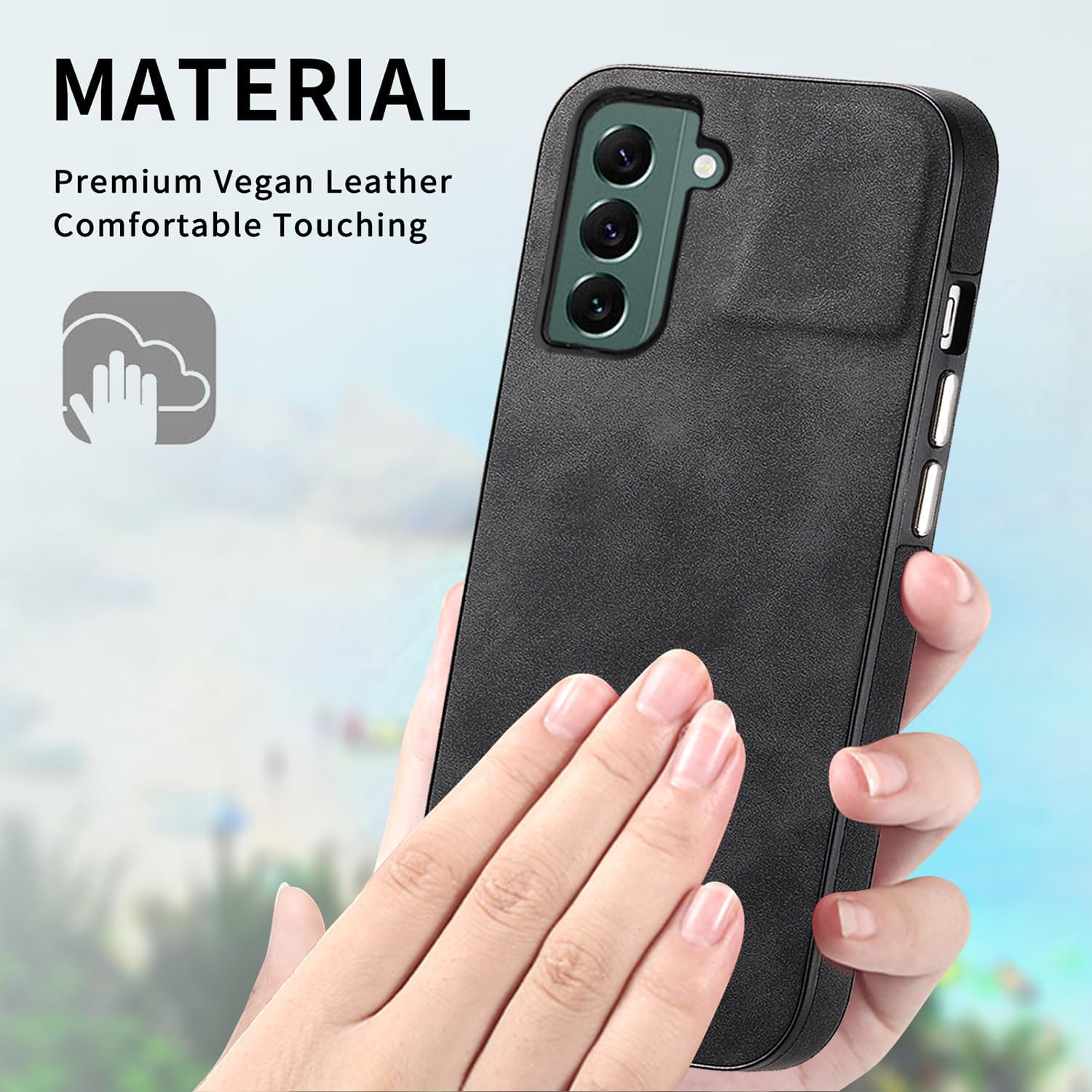 Asuwish Funda de teléfono para Samsung Galaxy S22 Plus S22+ 5G con protector de pantalla de vidrio templado y funda delgada de cuero suave,
