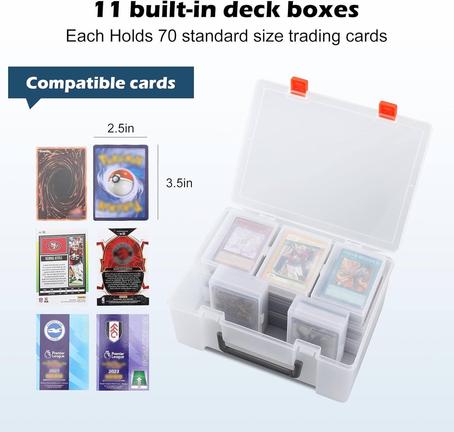 Saichotoy Caja de almacenamiento de tarjetas coleccionables organizador de tarjetas para más de 800 tarjetas de Pokemon, MTG, Yugioh, TCG con 11