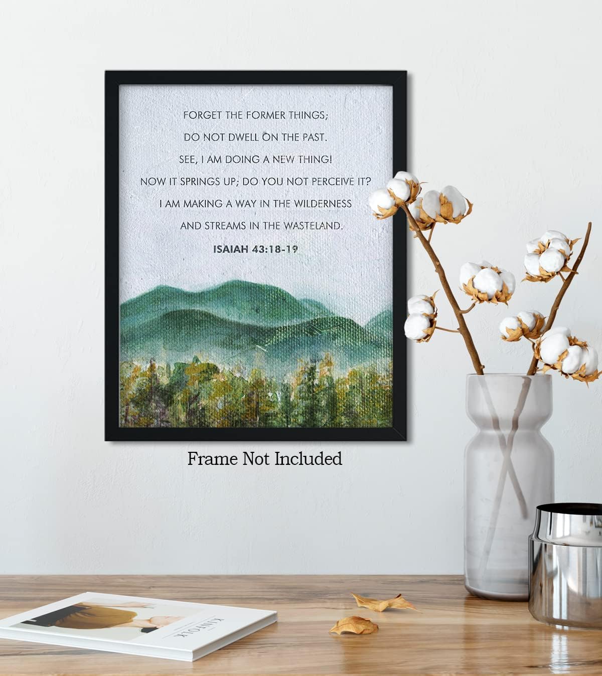 Govivo No te detengas en el pasado  Versículo de la Biblia Isaías 43 18-19  Arte de pared cristiano  Decoración de pared minimalista con acuarelas