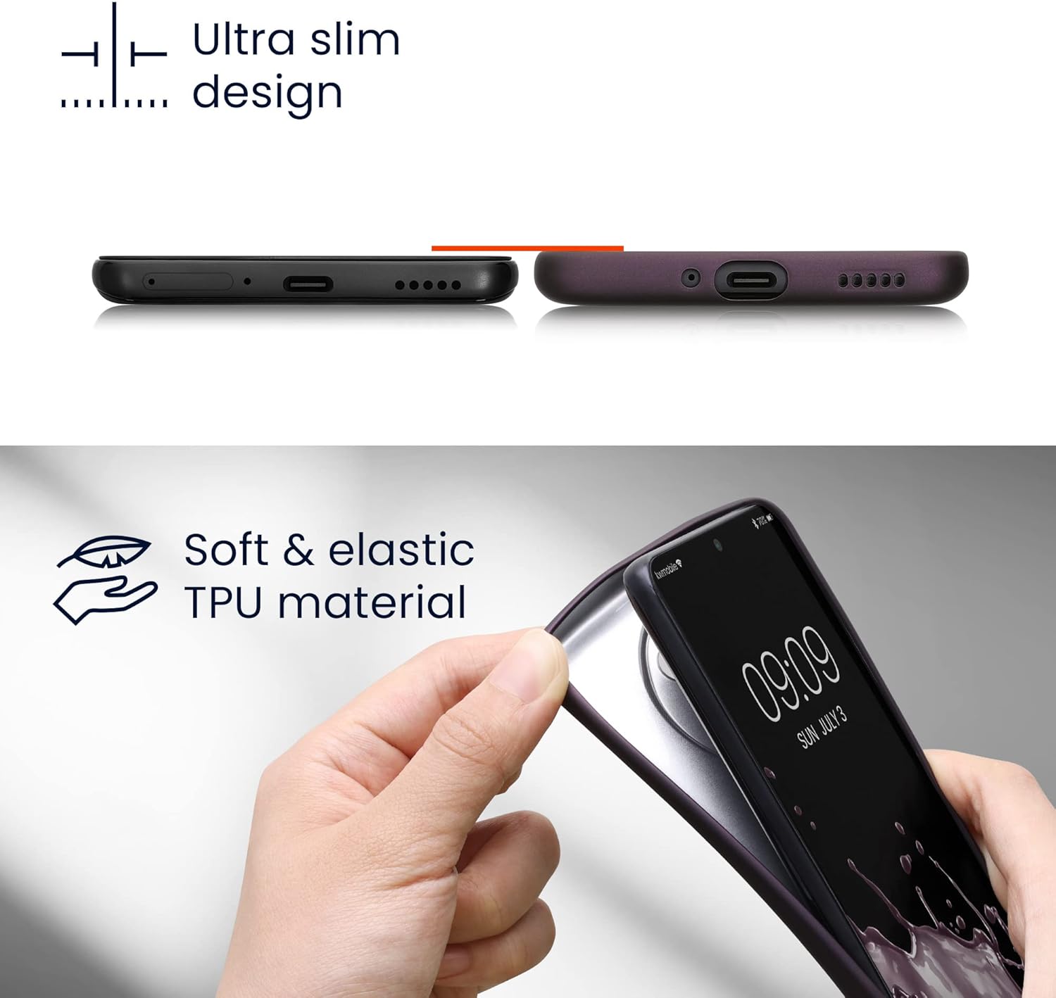 kwmobile Funda compatible con Honor Magic5 Lite 5G – Funda trasera de TPU suave – con aspecto metálico – Gris metálico
