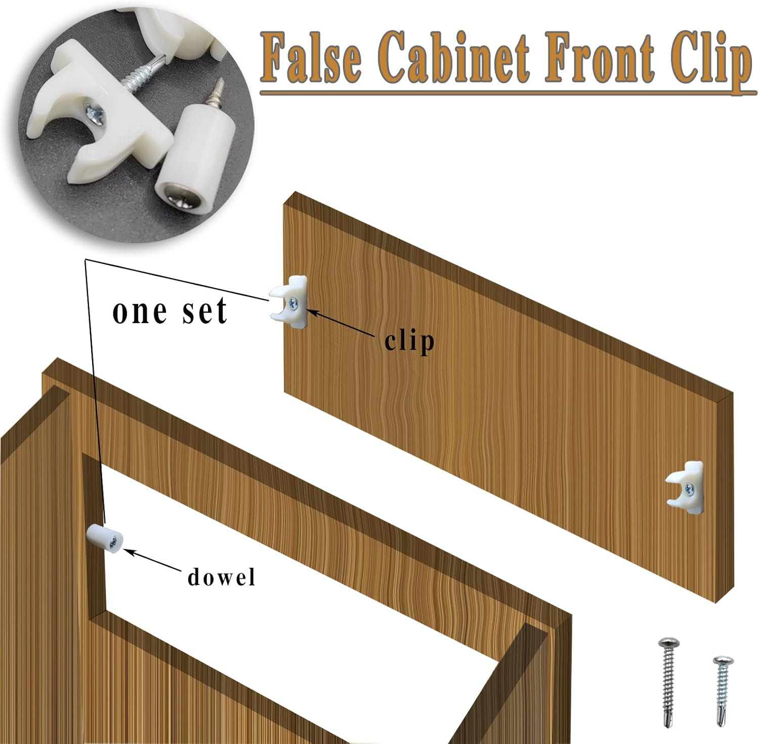 Clips frontales falsos para gabinete, clips frontales falsos para cajones, puntas de fregadero, clips de gabinete delanteros falsos clips para