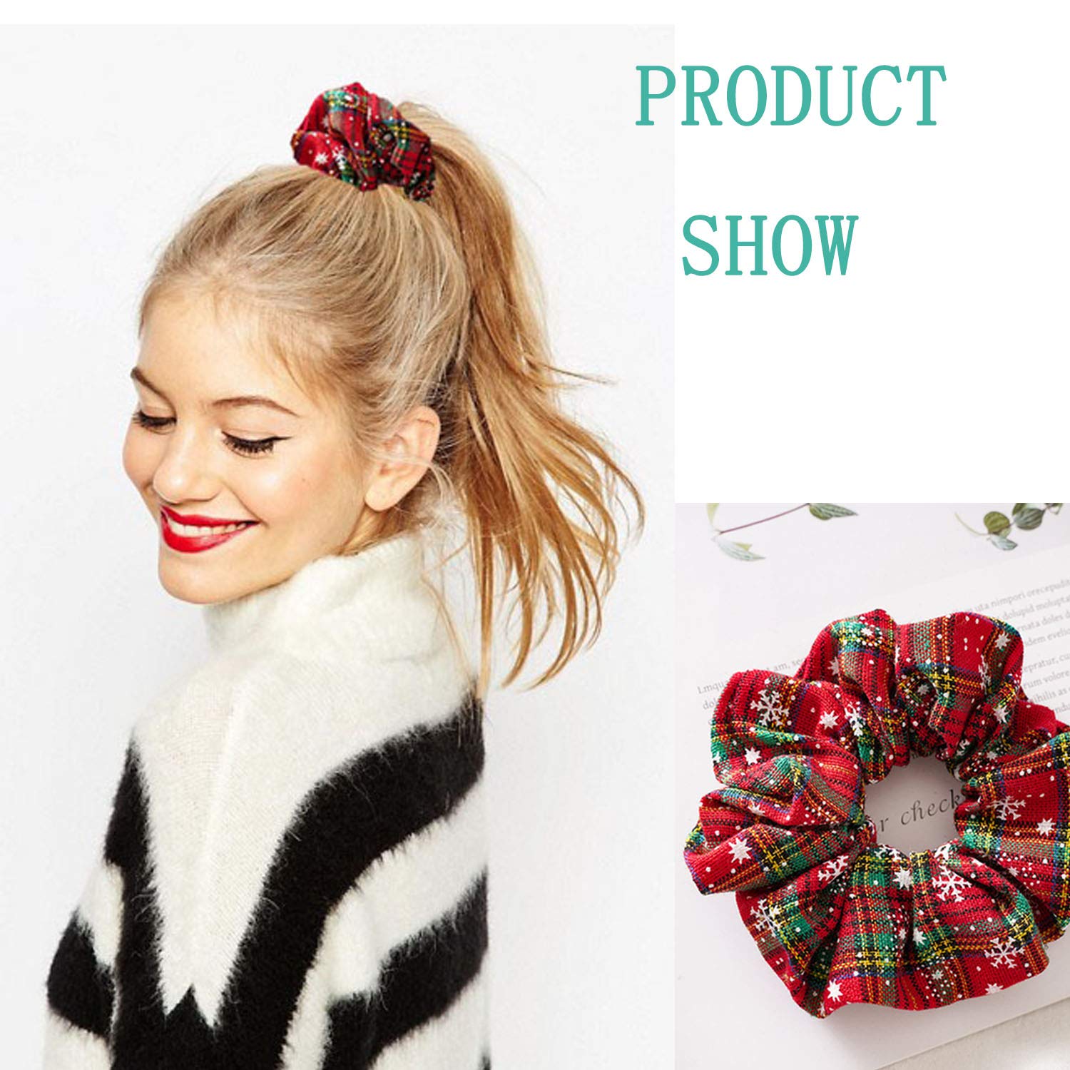 6 coleteros de Navidad para coleteros para el cabello, bandas elásticas para el cabello, bandas para el cabello, de tela de copo de nieve de