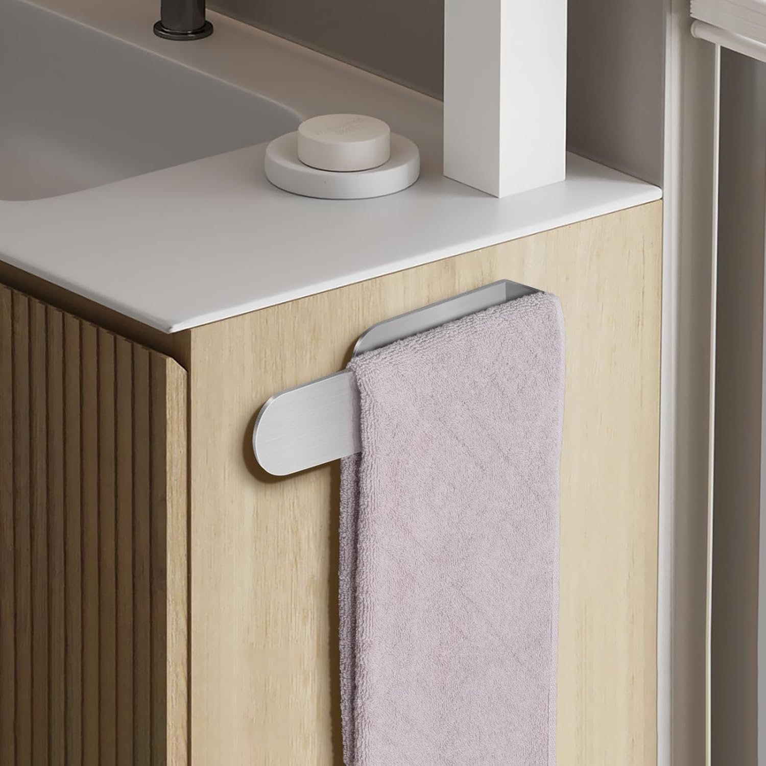 Toallero de mano, soporte autoadhesivo para toallas de baño, soporte para toallas de mano de acero inoxidable SUS 304 para baño, toallero cepillado